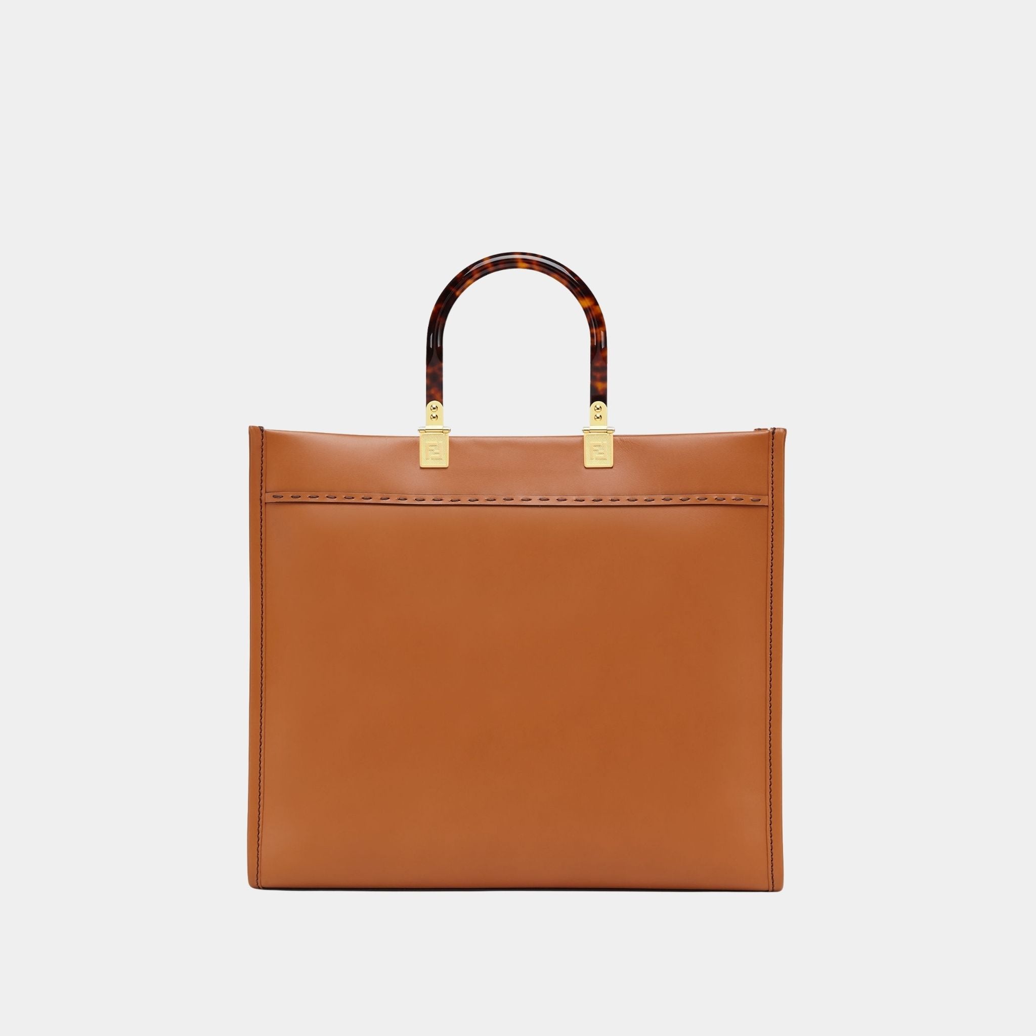 Fendi Sunshine Medium Leather Shopper, Brown, Back