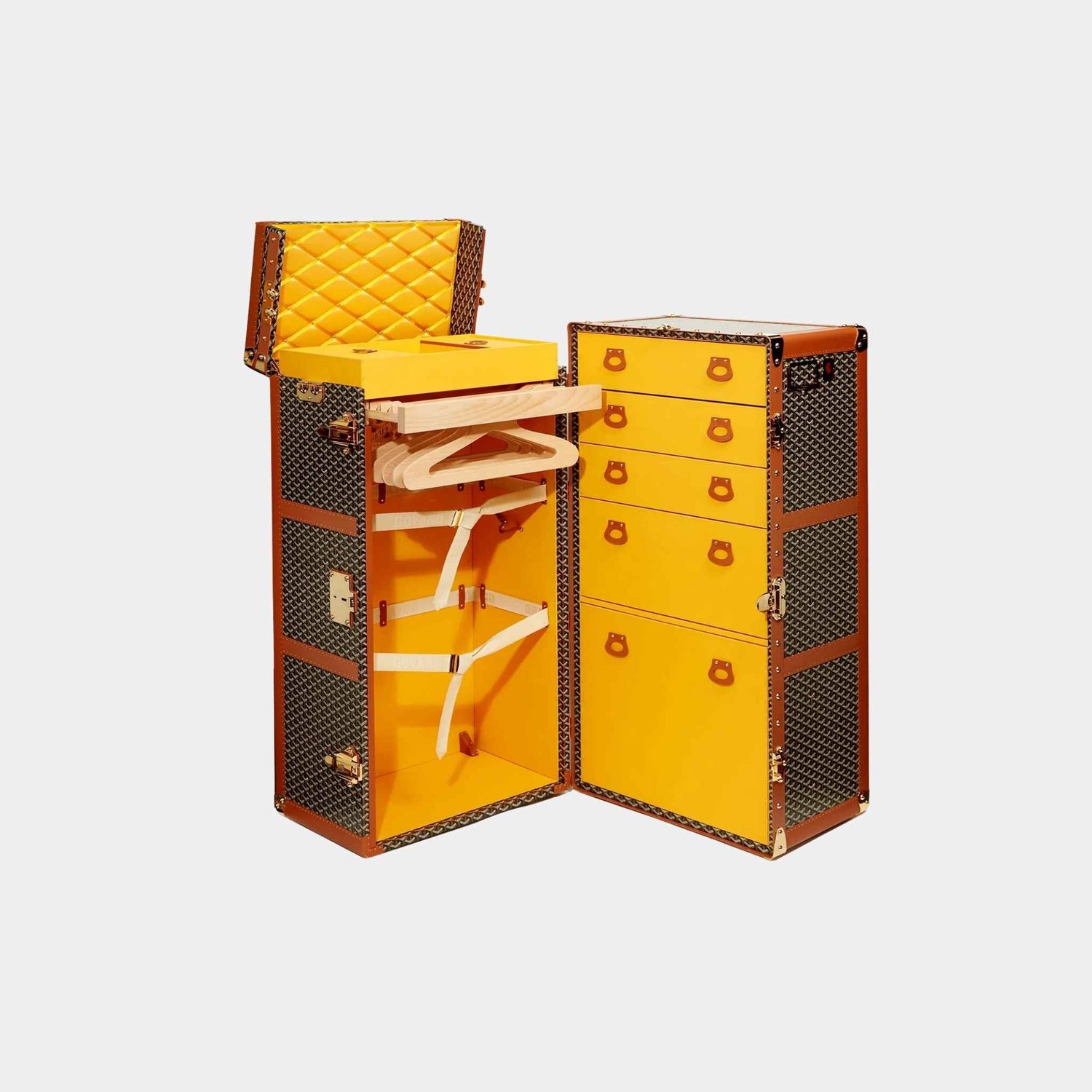 Goyard Armoire Trunk, Black, Tan, inside