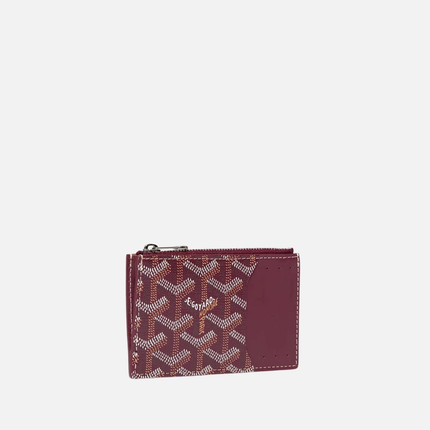 Goyard Bourbon Zipped Card Holder, Burgundy, Front