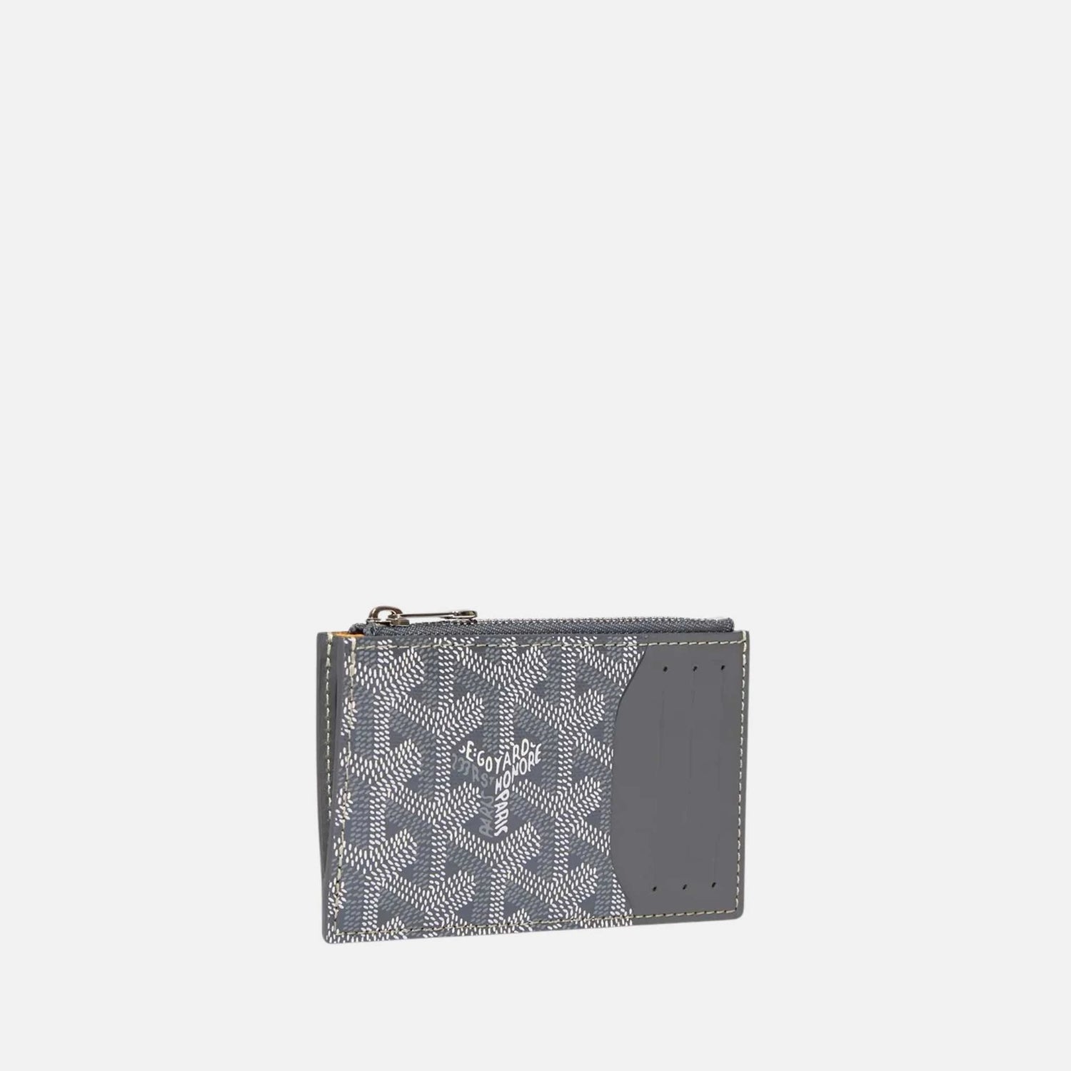 Goyard Bourbon Zipped Card Holder, Grey, Front