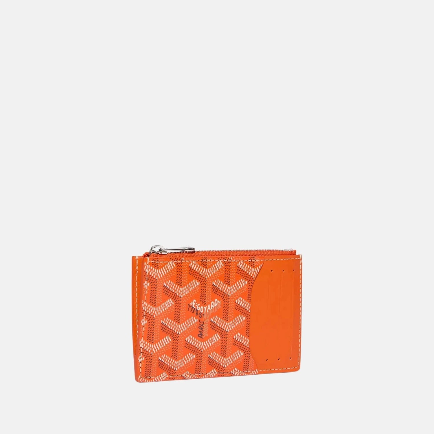 Goyard Bourbon Zipped Card Holder, Orange, Front