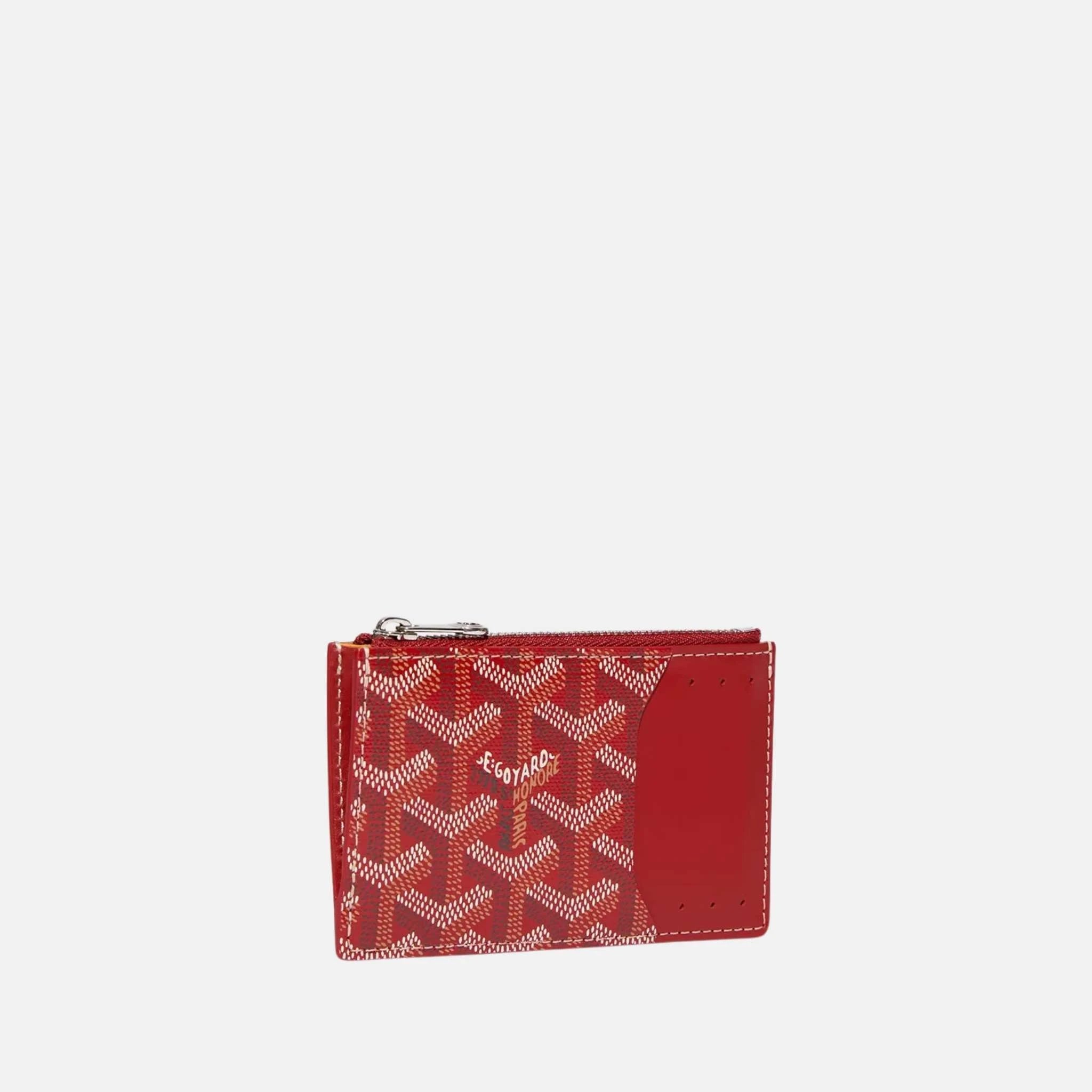 Goyard Bourbon Zipped Card Holder, Red, Front