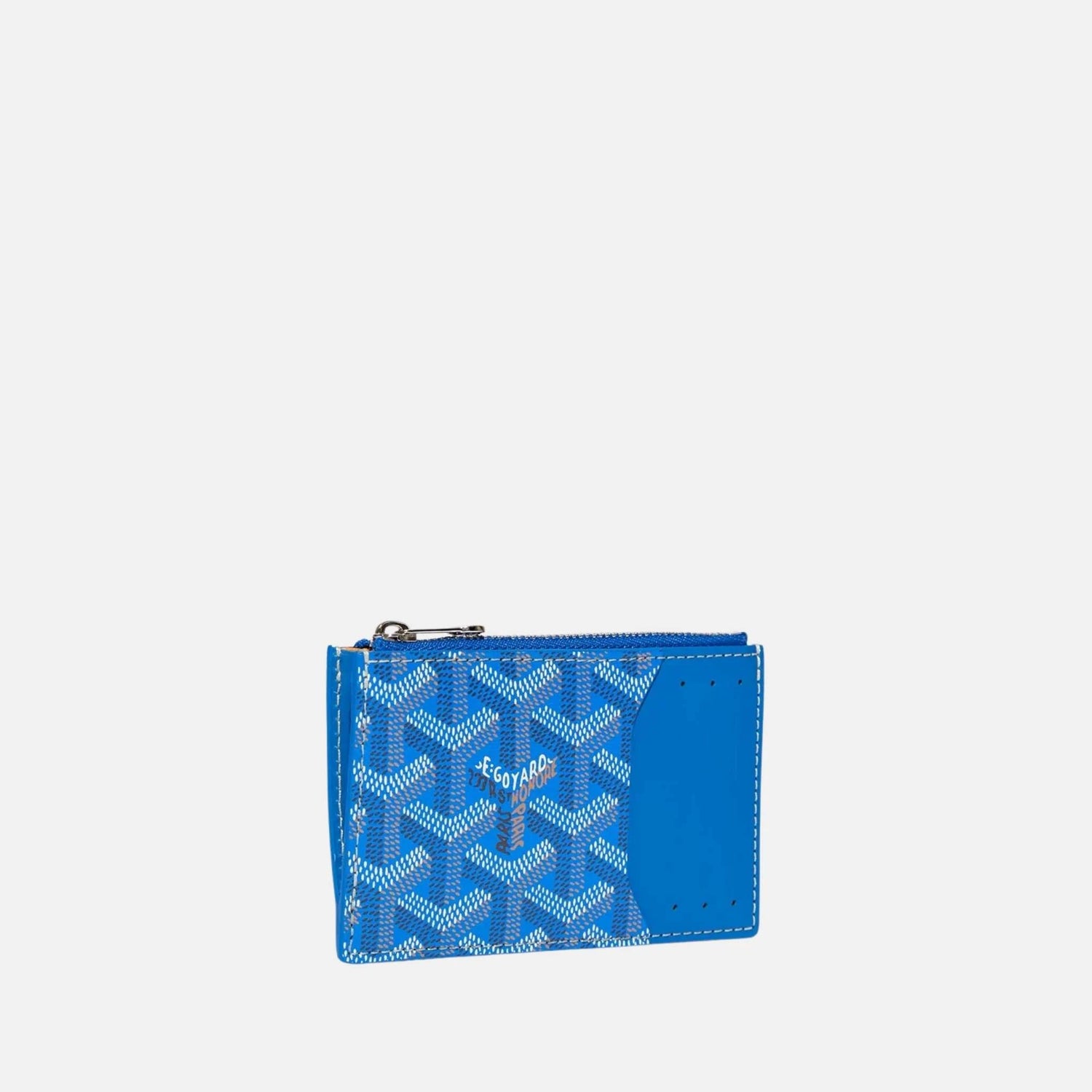 Goyard Bourbon Zipped Card Holder, Sky Blue, Front