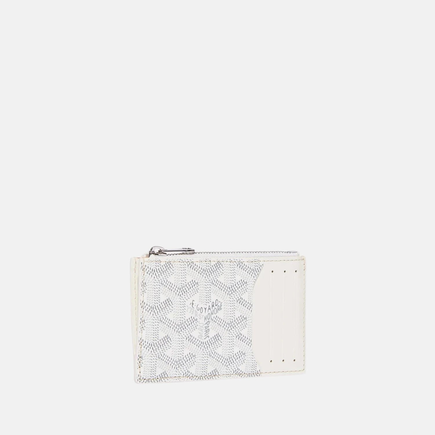 Goyard Bourbon Zipped Card Holder, White, Front