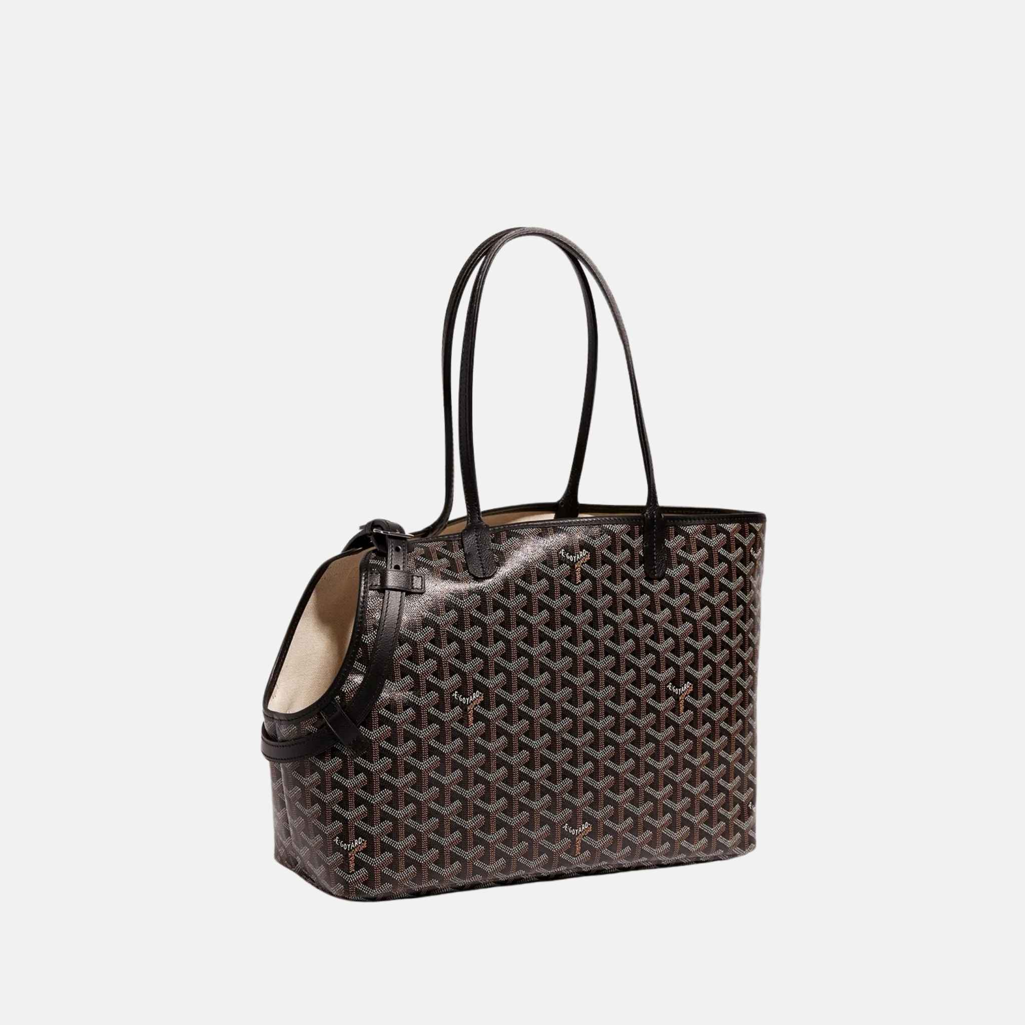 Goyard Chien Gris Luxury Pet Travel Bag, Black, Side