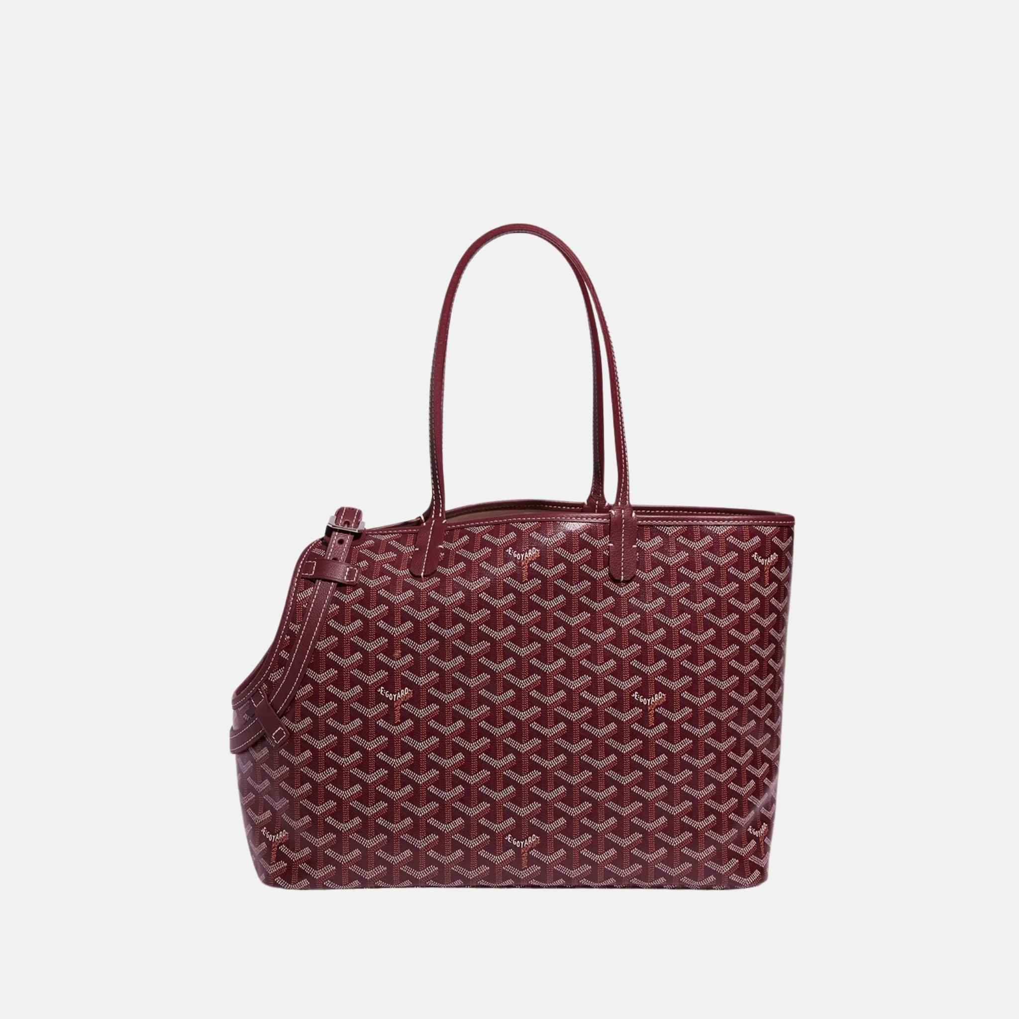 Goyard Chien Gris Luxury Pet Travel Bag, Burgundy, Front