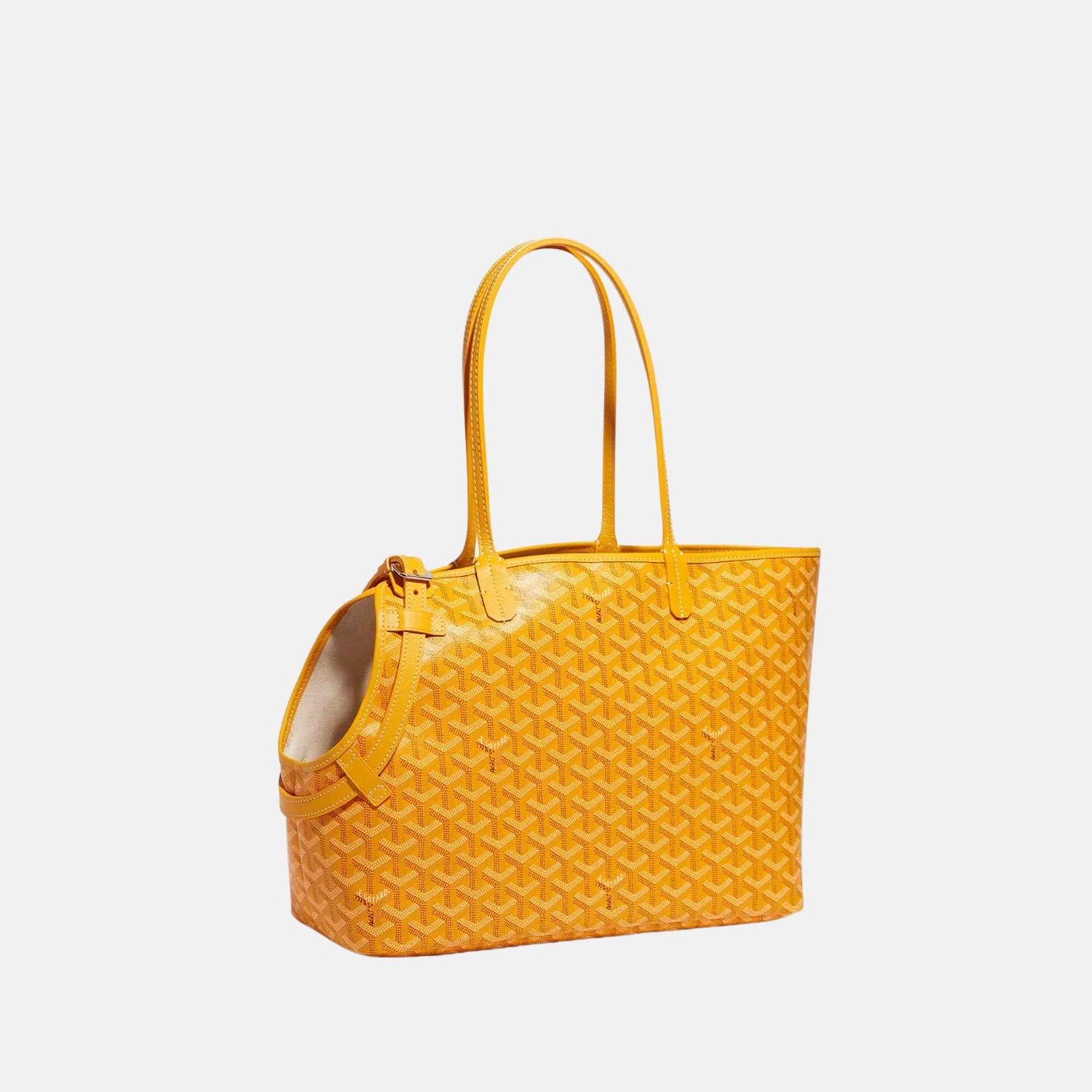 Goyard Chien Gris Luxury Pet Travel Bag, Yellow, Side