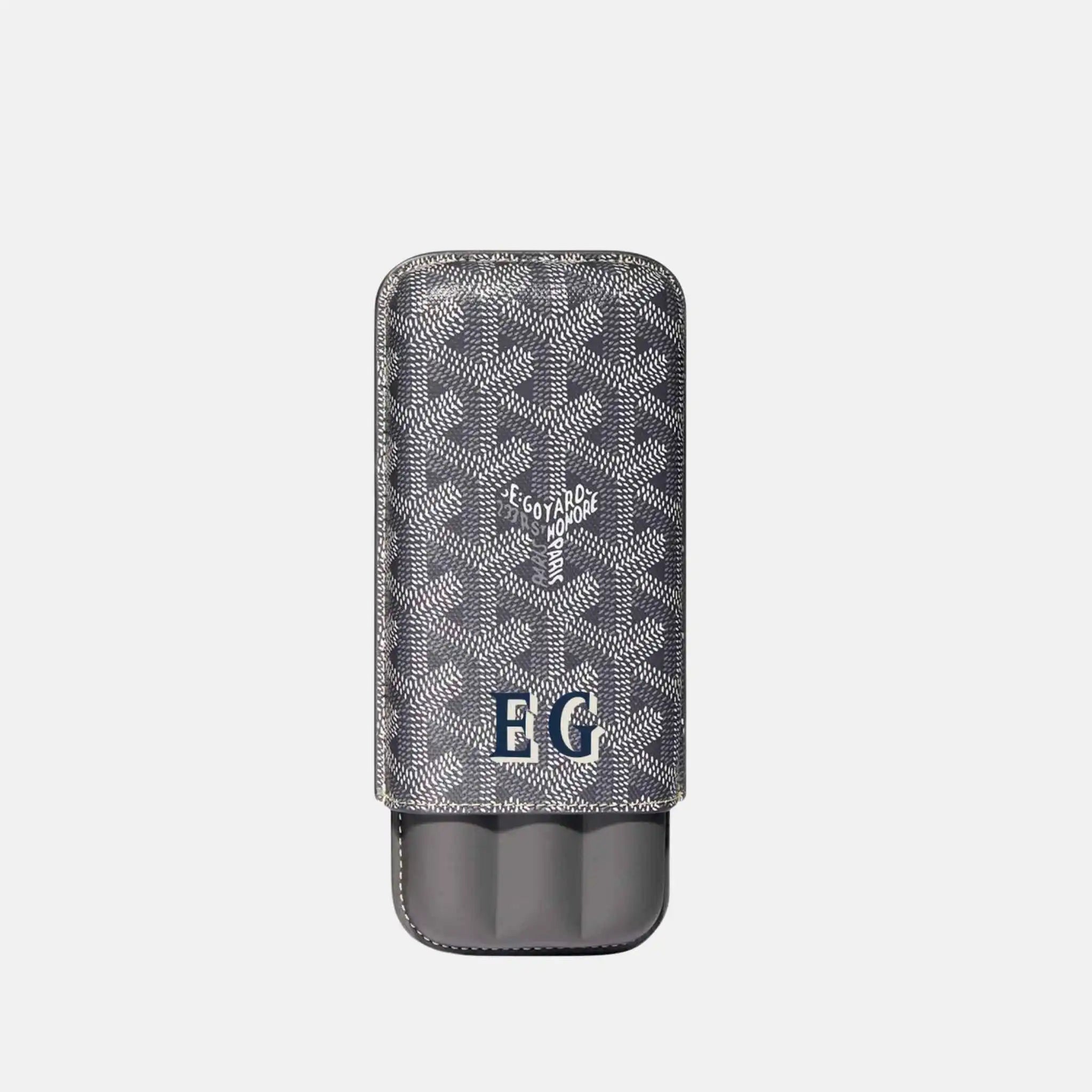 Goyard Churchill 3 Cigar Case Initials, Grey