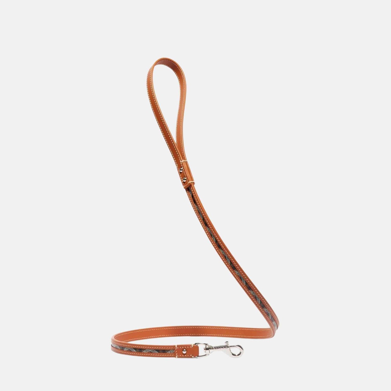 Goyard Edmond Luxury Dog Leash, Black and Tan, Front