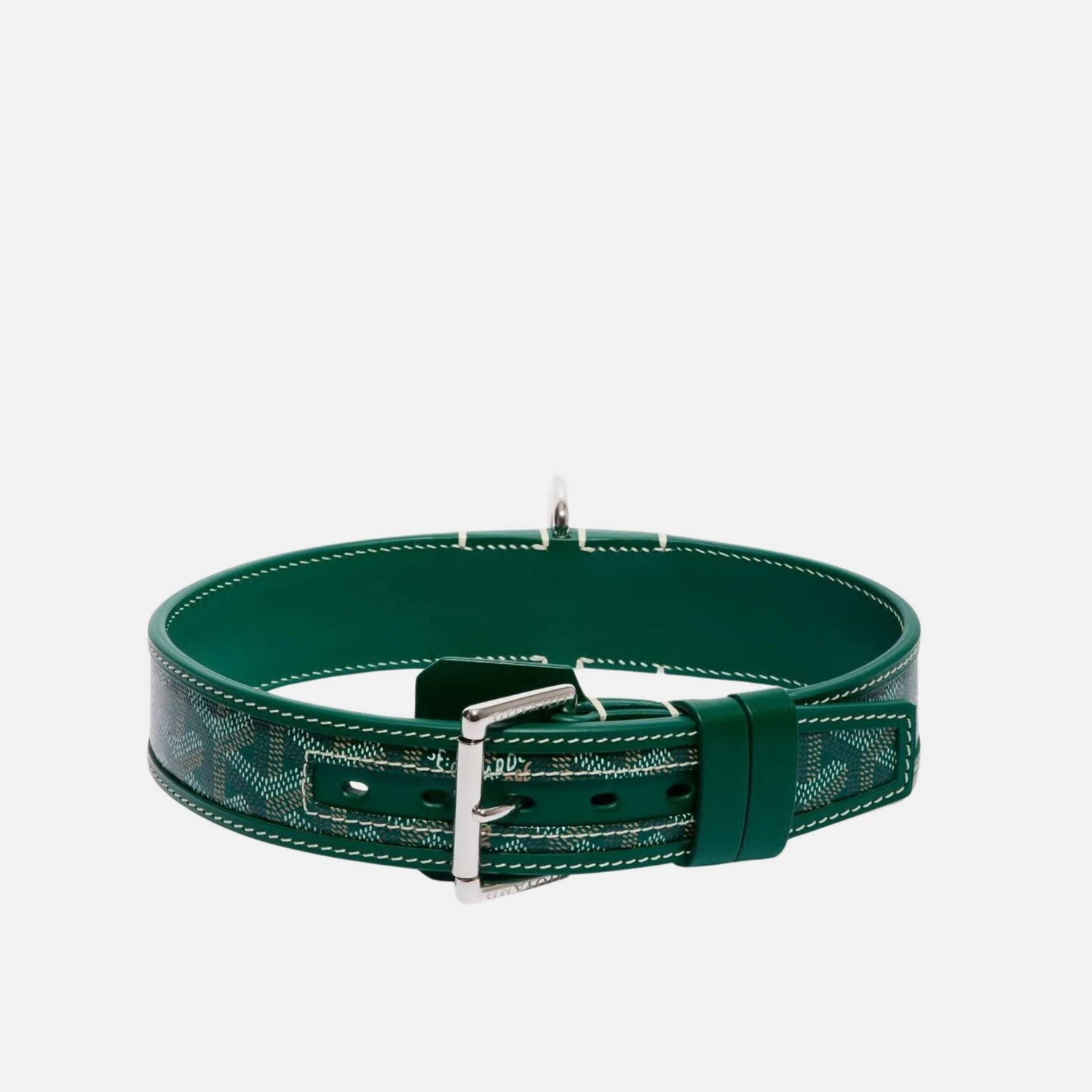 Goyard Franklin Luxury Dog Collar, Green, Front