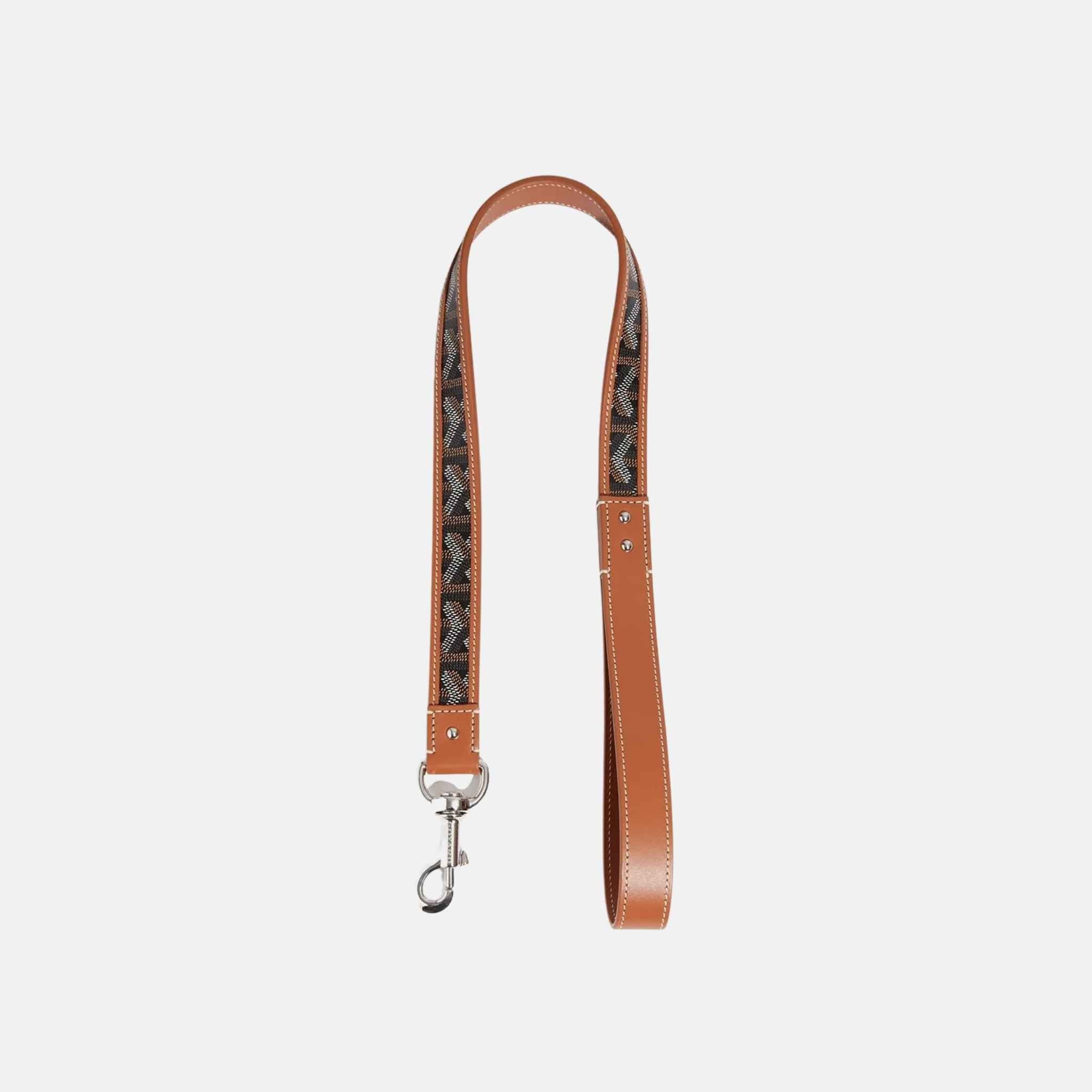 Goyard Franklin Luxury Dog Leash, Black and Tan, Front