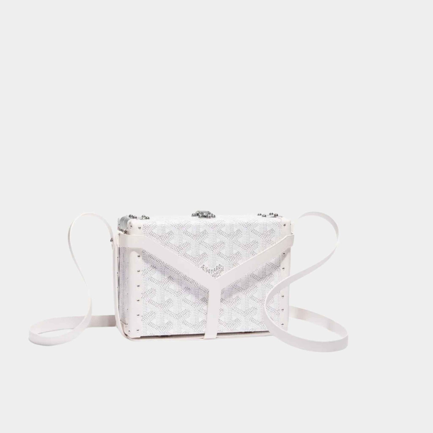 Goyard Minaudière Trunk Bag, White, Front View