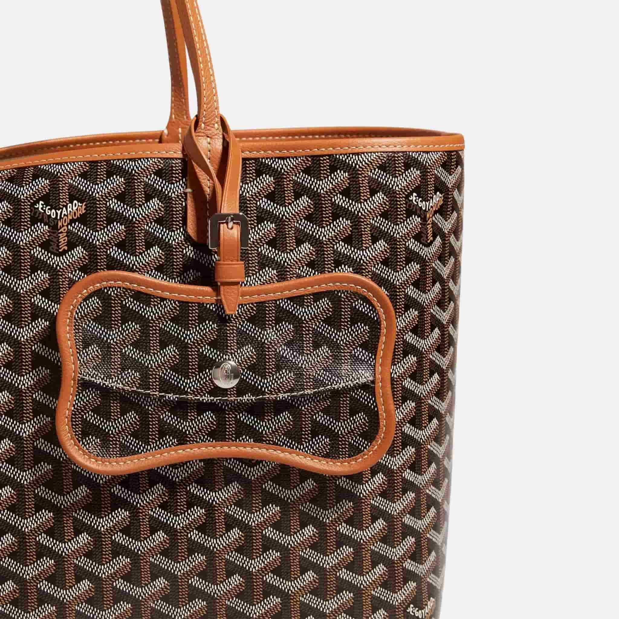 Goyard Os Grey Luxury Dog Pocket, Black and Tan, Close