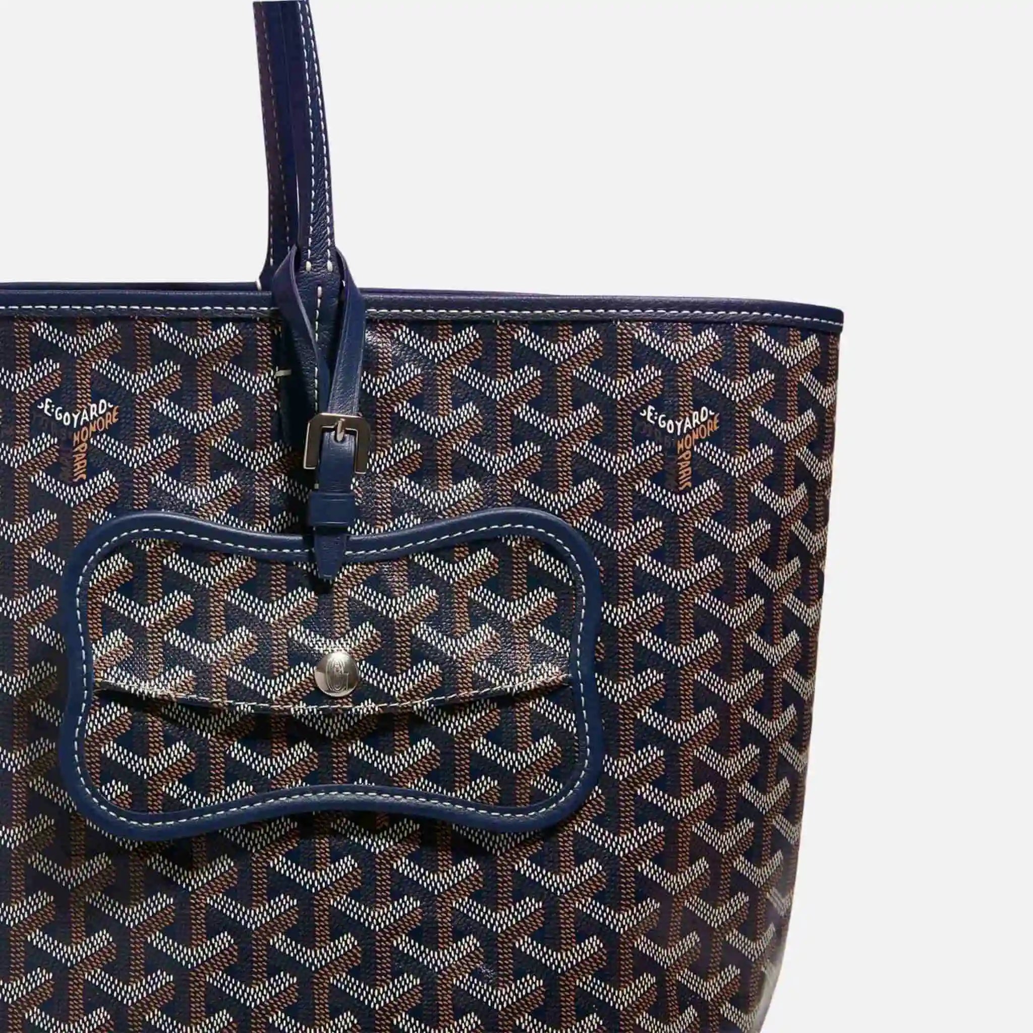 Goyard Os Grey Luxury Dog Pocket, Navy Blue, Close