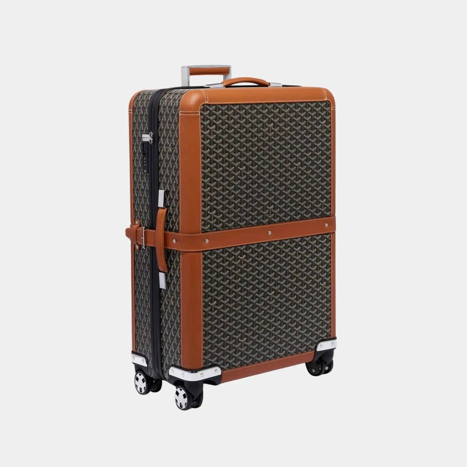 Goyard Satolas GM Rolling Suitcase, Black, Tan, Side