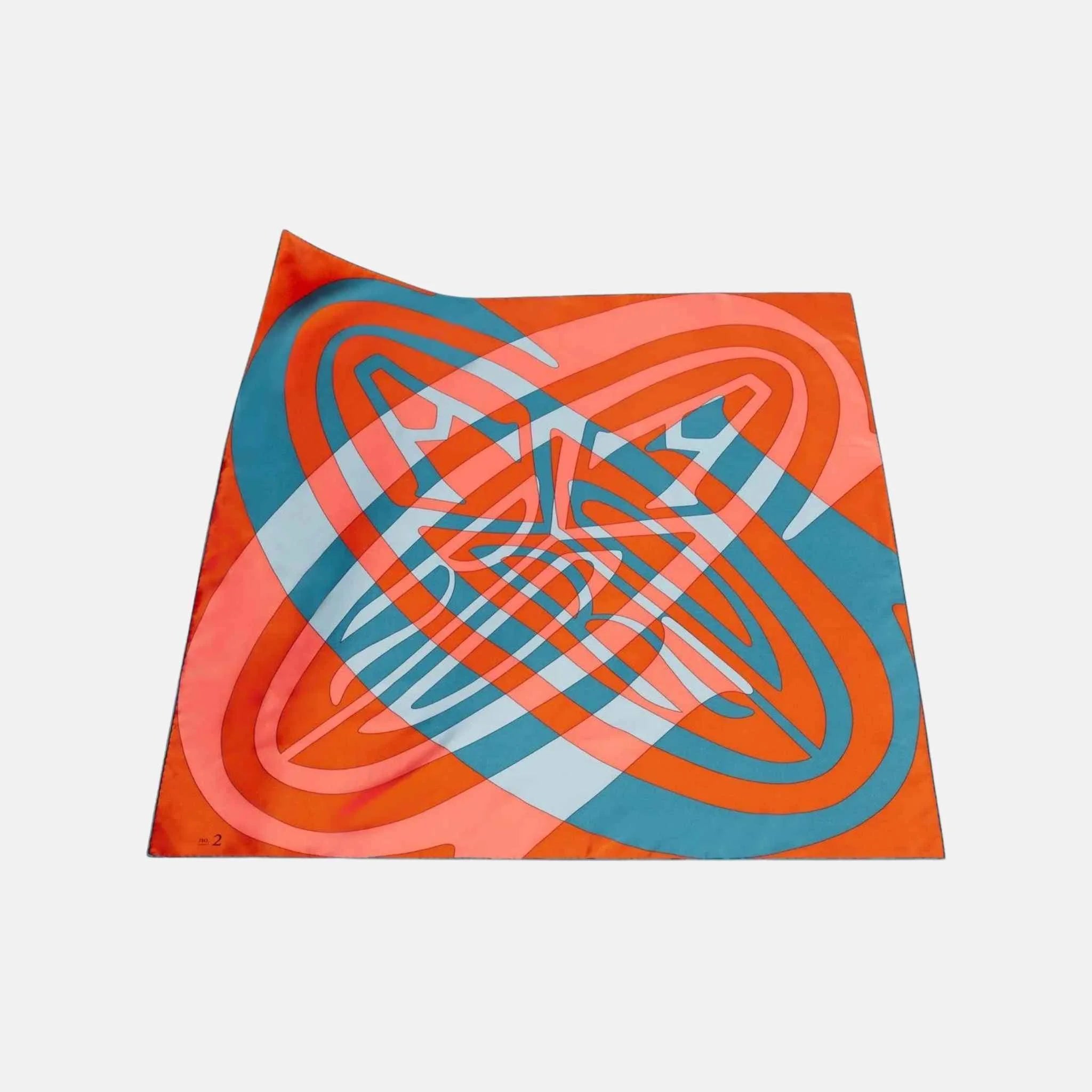 Goyard Scarf No 2, Orange and Navy Blue