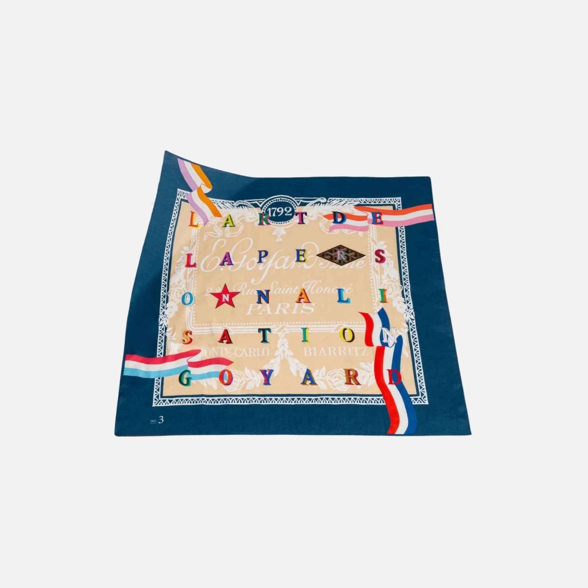 Goyard Scarf No 3, Navy Blue and Beige