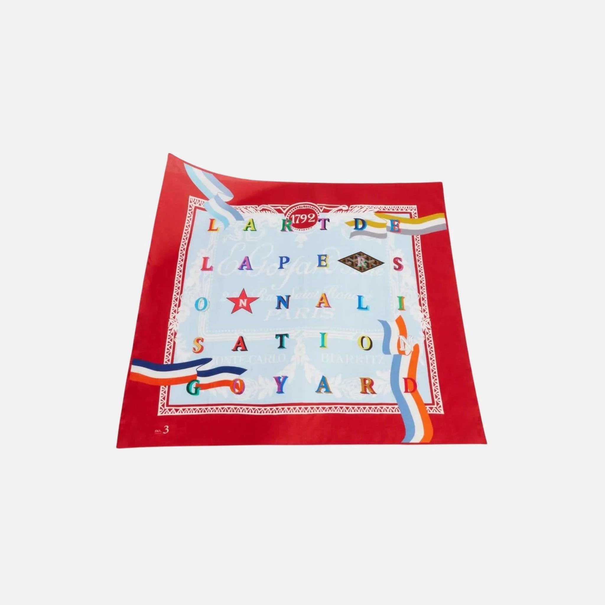 Goyard Scarf No 3, Red and Sky Blue