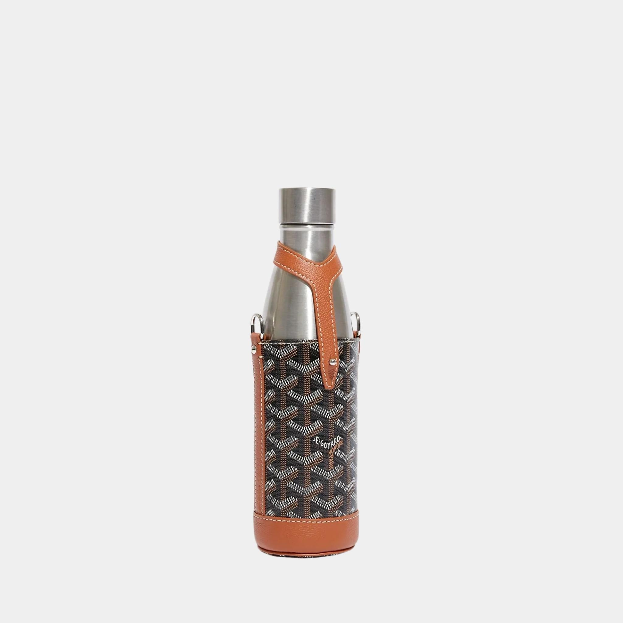 Goyard Yonne MM Case and Flask, Black, Tan