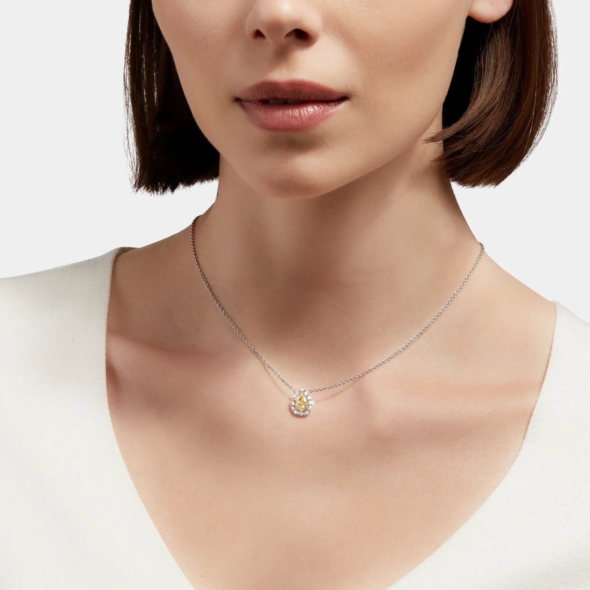Graff Icon Pear Shape Yellow and White Diamond Pendant, Model