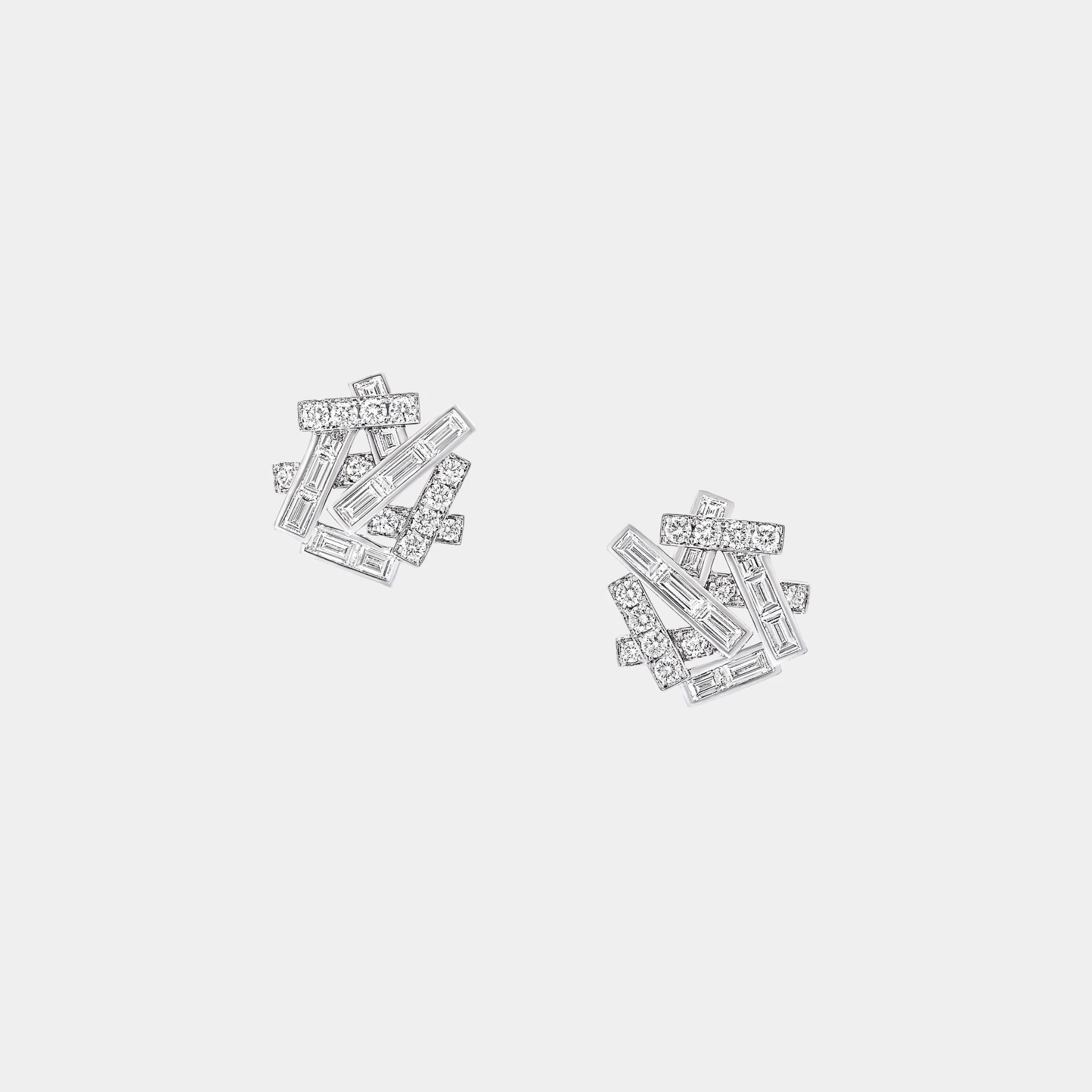 Graff Threads Diamond Stud Earrings, White Gold, Front