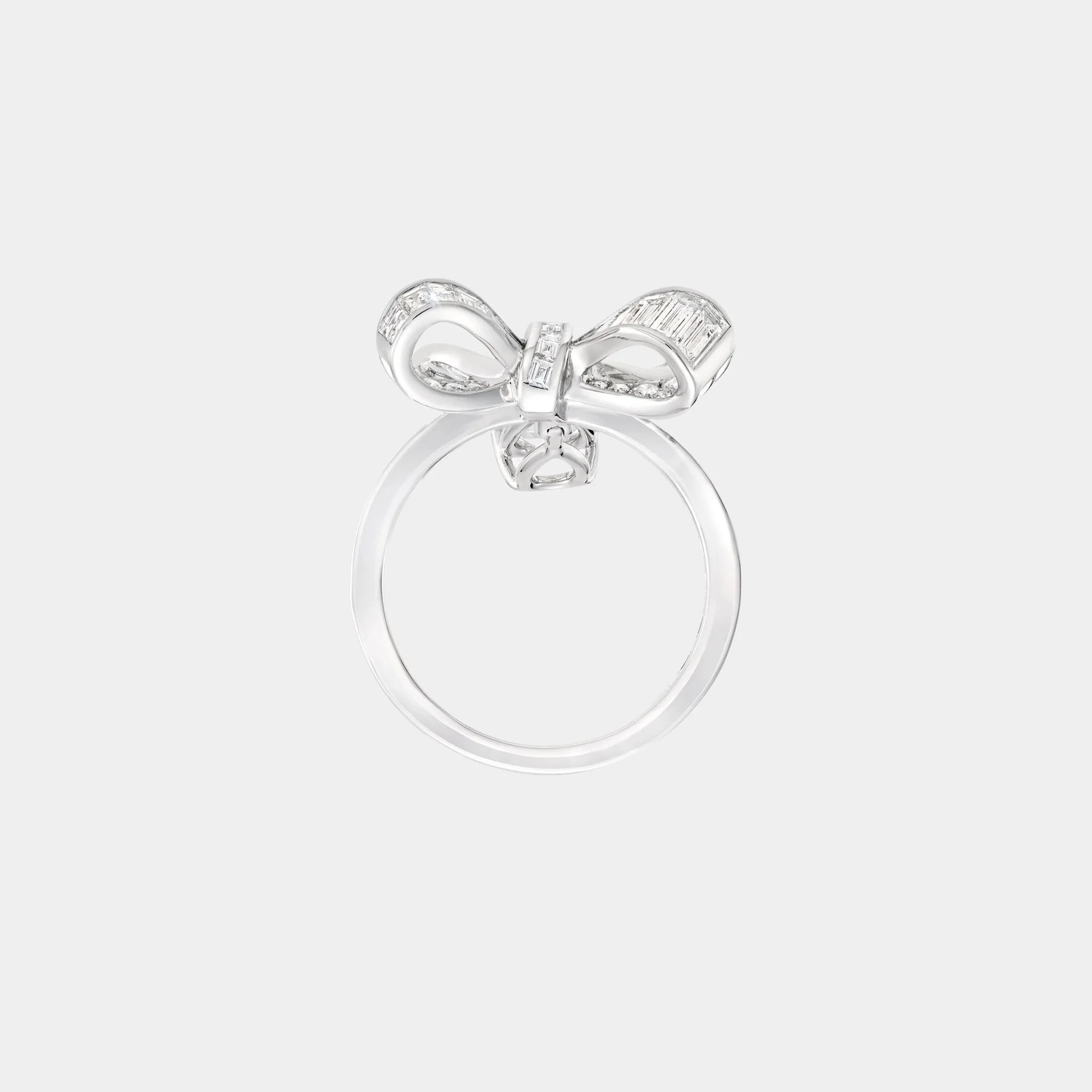 Graff Tildas Bow Baguette Cut Diamond Drop Ring, Front