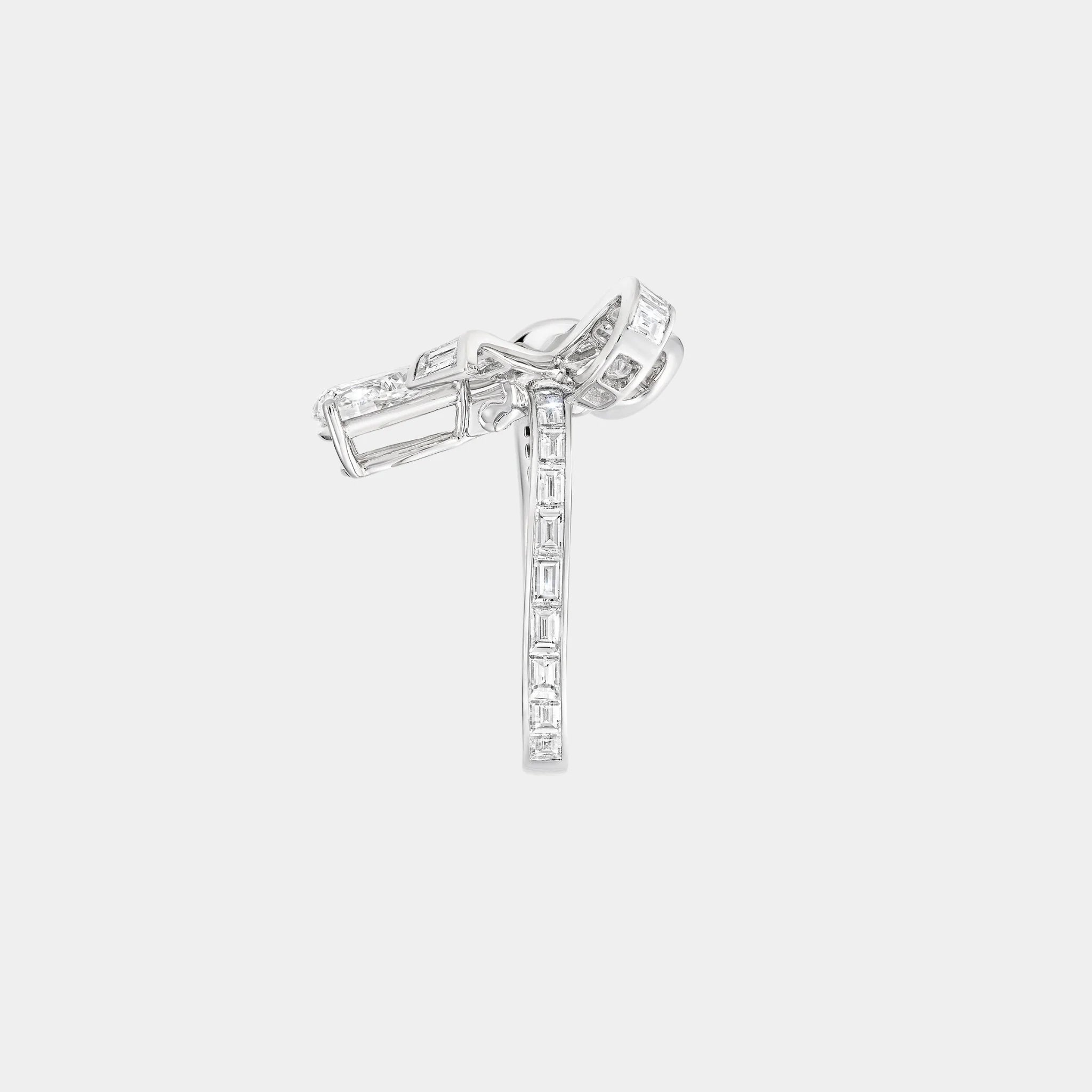 Graff Tildas Bow Baguette Cut Diamond Drop Ring, Side