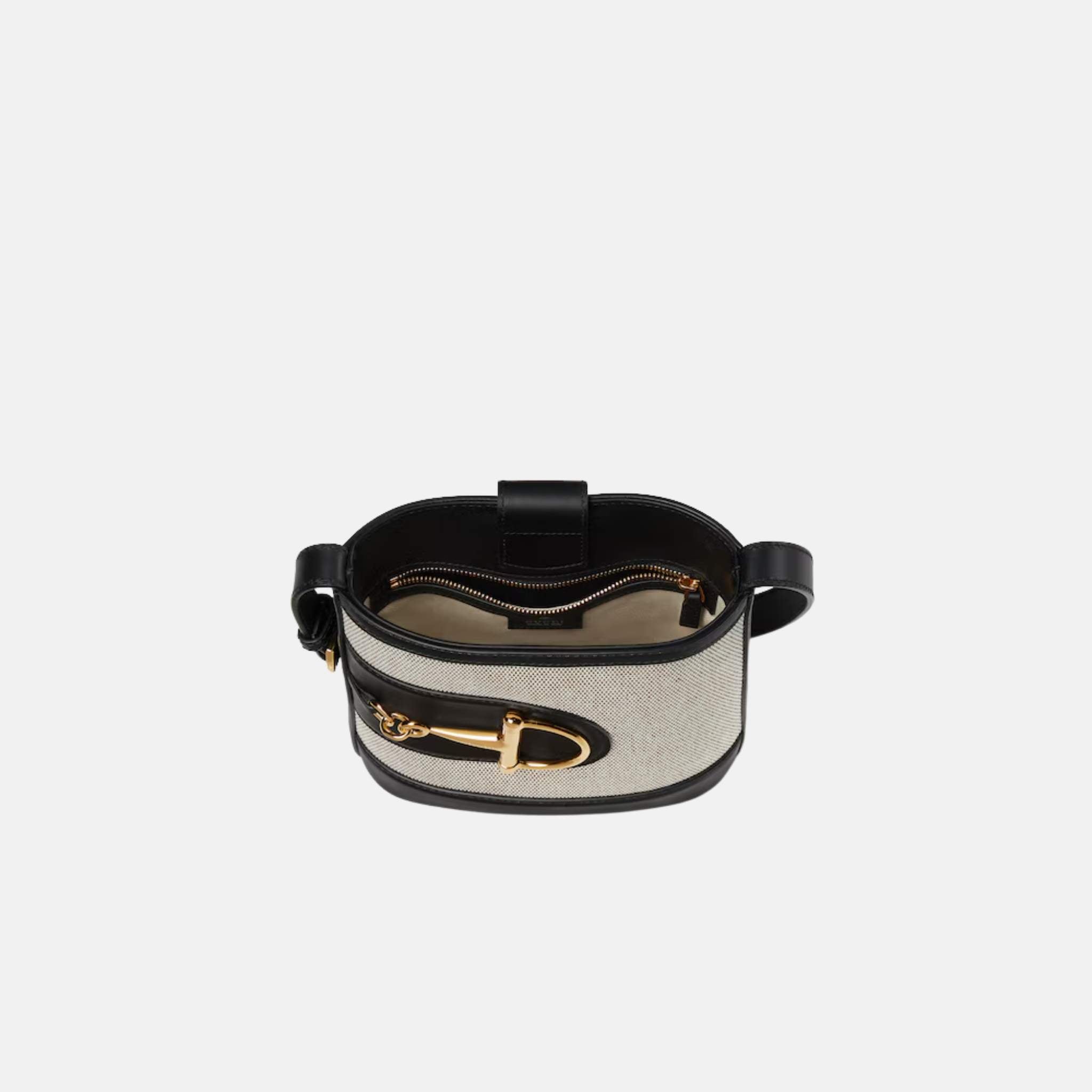 Gucci 73 Small Bucket Bag In Smooth Leather, Natural, Inside