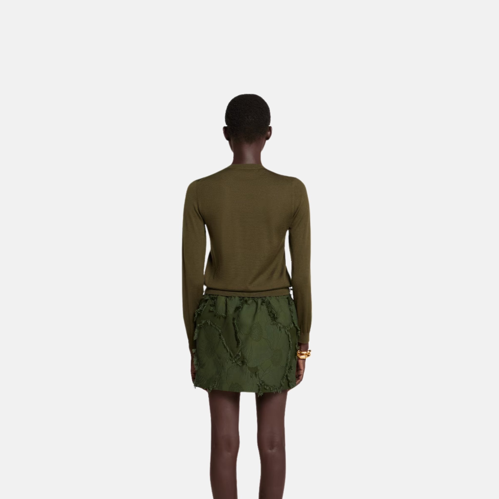 Gucci Cashmere Silk Cardigan, Green, Back