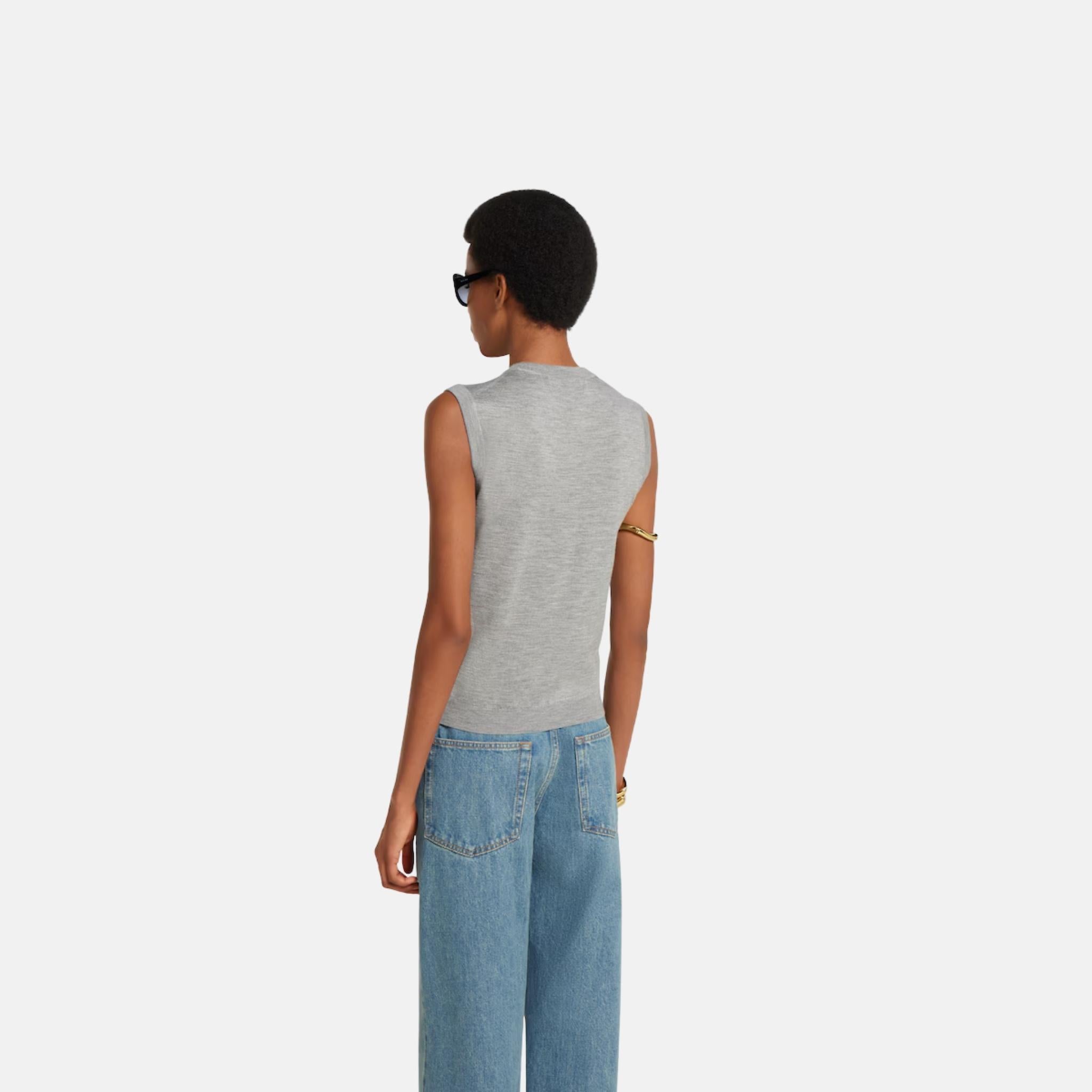 Gucci Cashmere Silk Sleeveless Top, Grey, Back