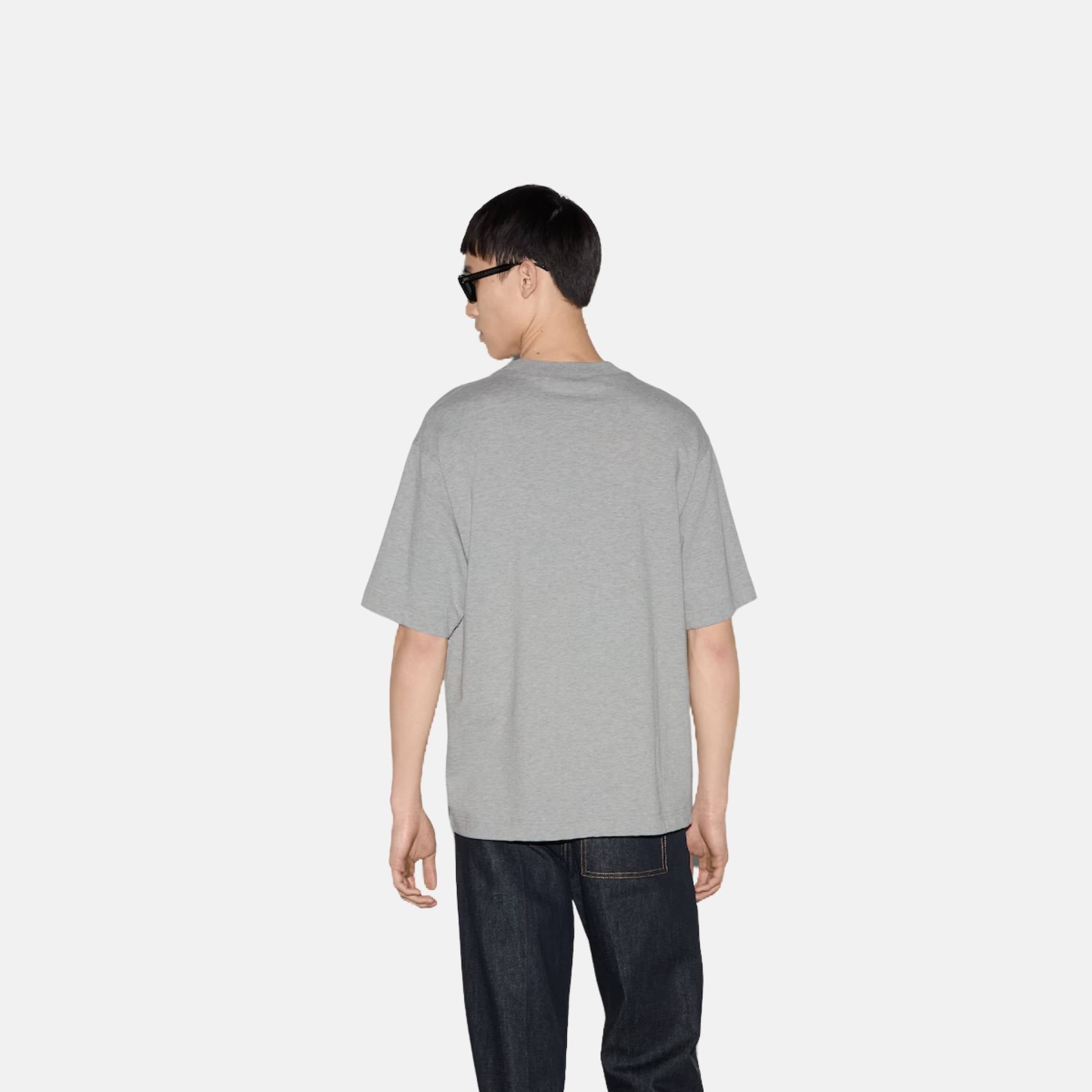 Gucci Cotton Jersey T Shirt With Interlocking G Print, Grey Back