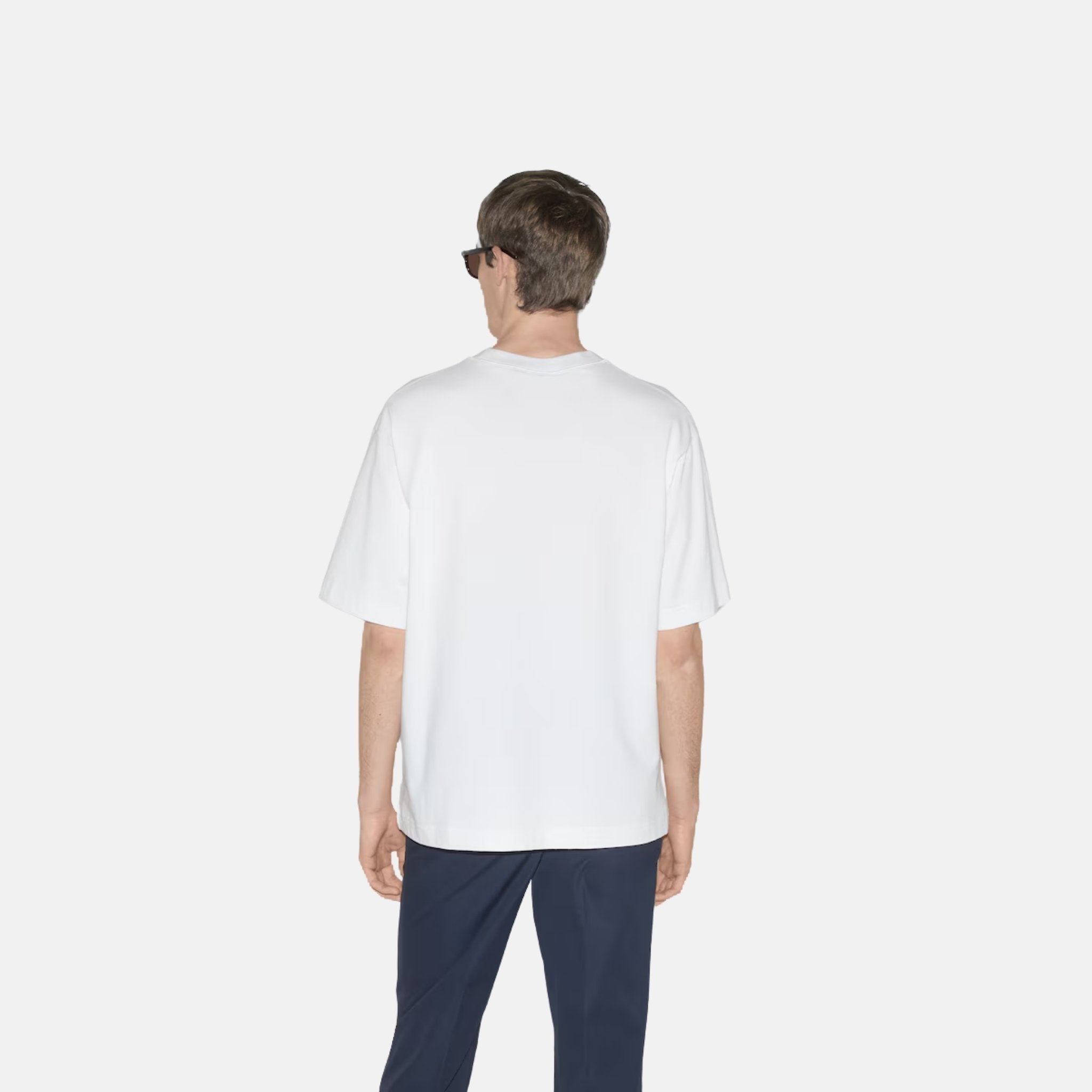 Gucci Cotton Jersey T Shirt With Interlocking G Print, White, Back