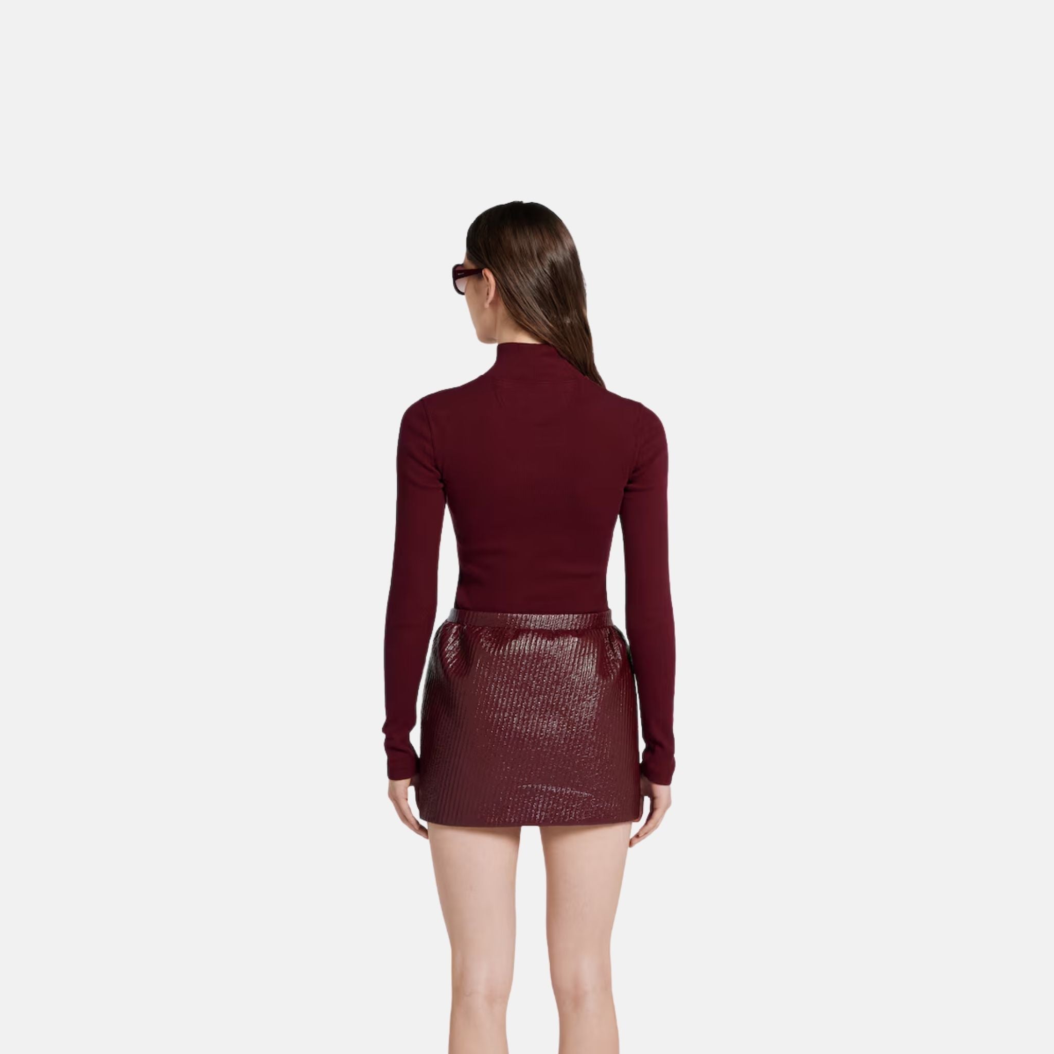 Gucci Cotton Rib Long Sleeve T Shirt, Red, Back