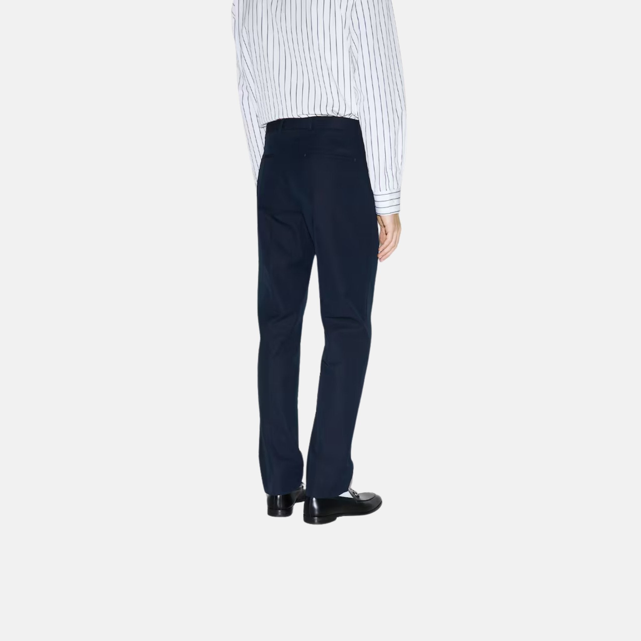 Gucci Embossed Cotton Twill Trouser, Blue, Back