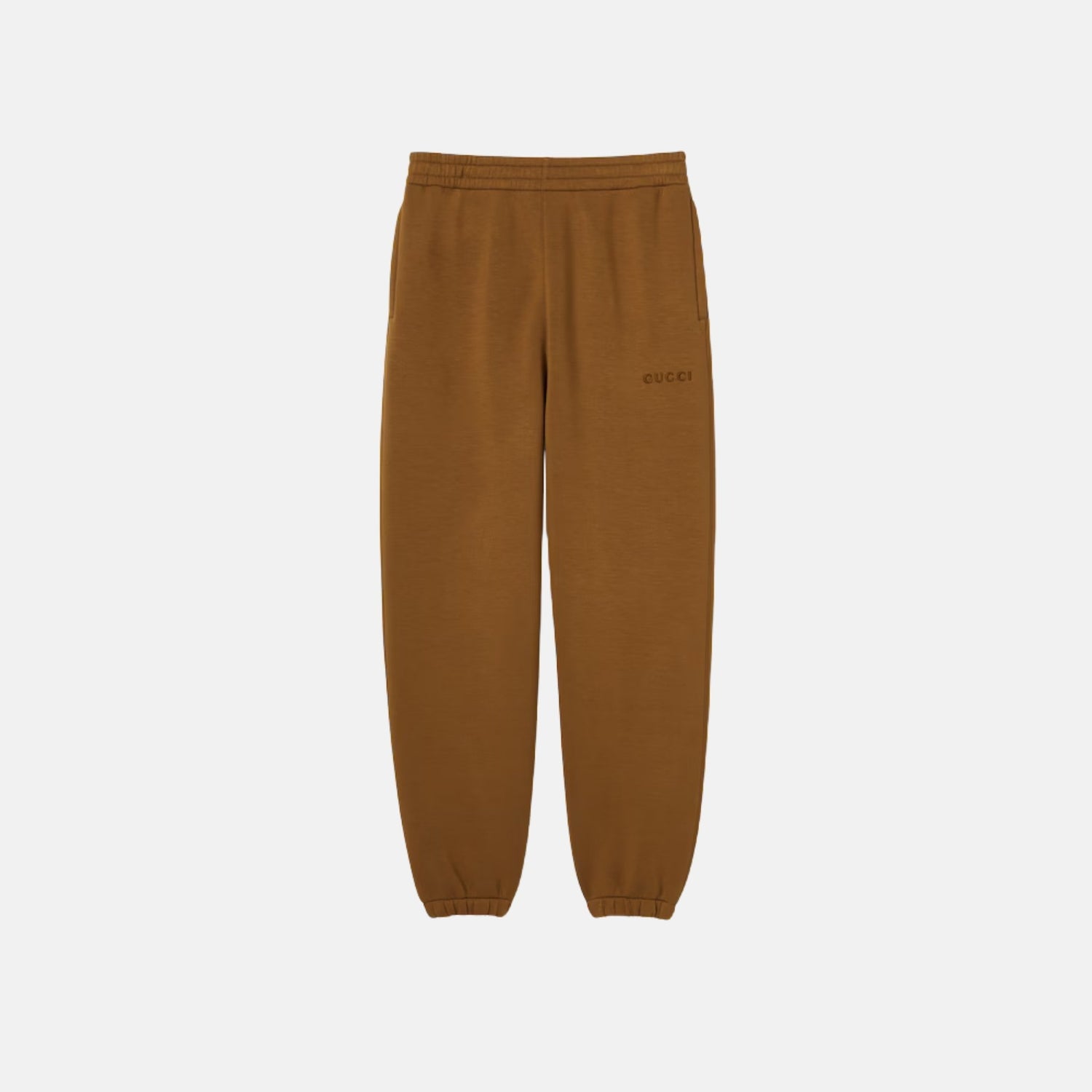 Gucci Embroidered Jersey Jogging Pant, Brown, Front
