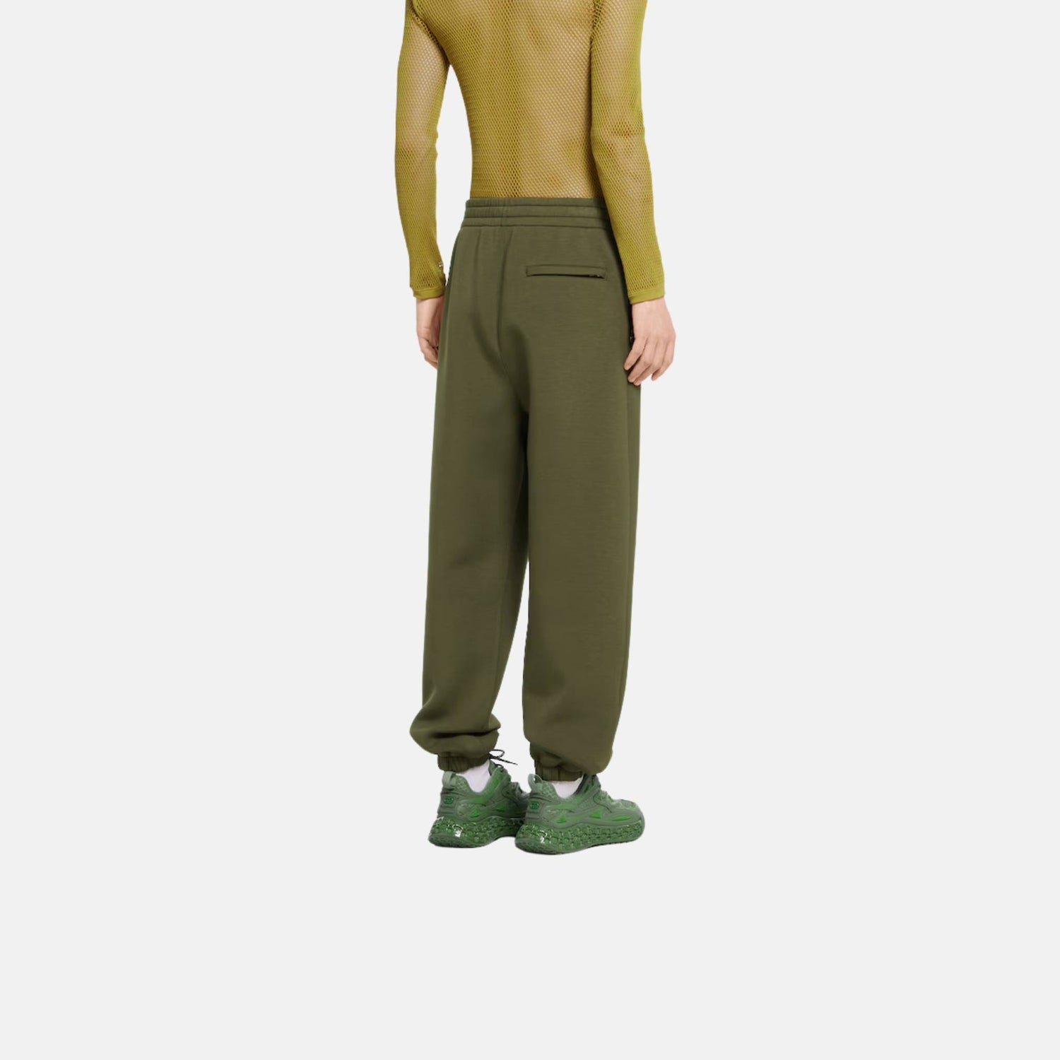 Gucci Embroidered Jersey Jogging Pant, Green, Back