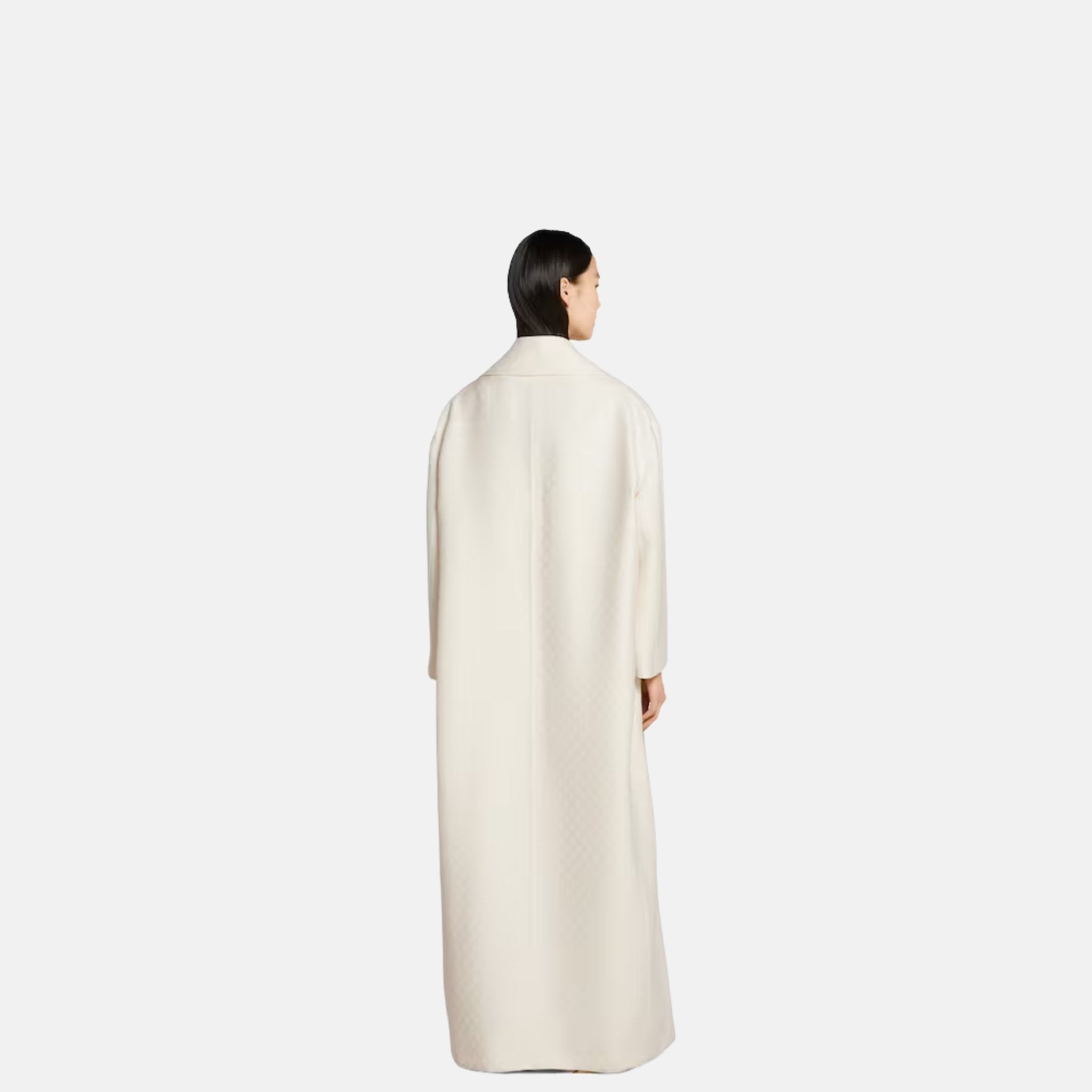 Gucci GG Silk Wool Crepe Single Breasted Coat, Back