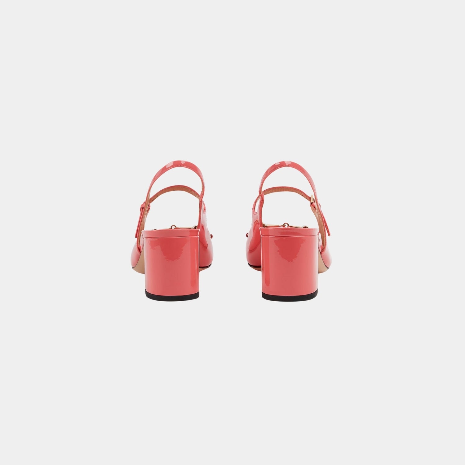 Gucci Horsebit Mid-Heel Patent Leather Pump, Bright Pink, Back
