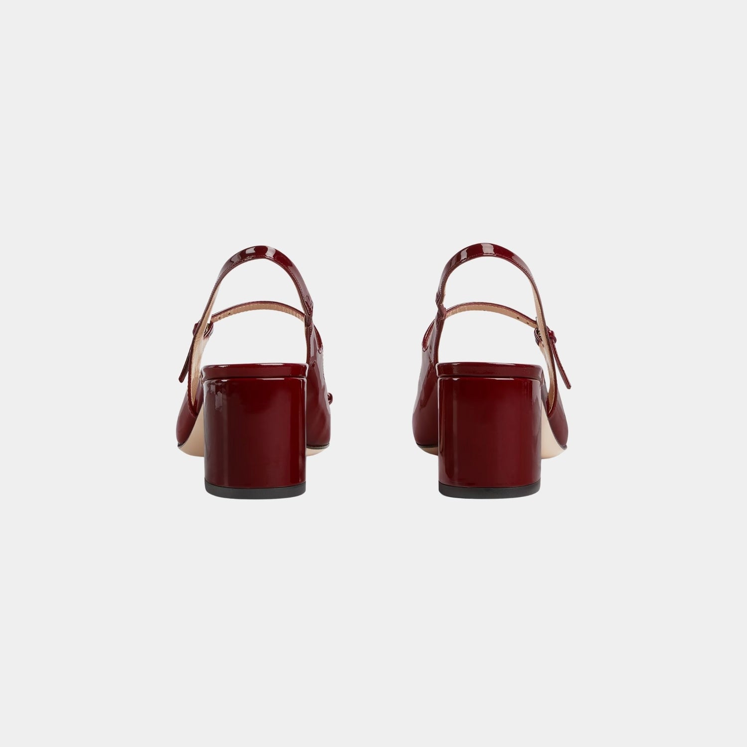 Gucci Horsebit Mid-Heel Patent Leather Pump, Rosso Ancora Red, Back