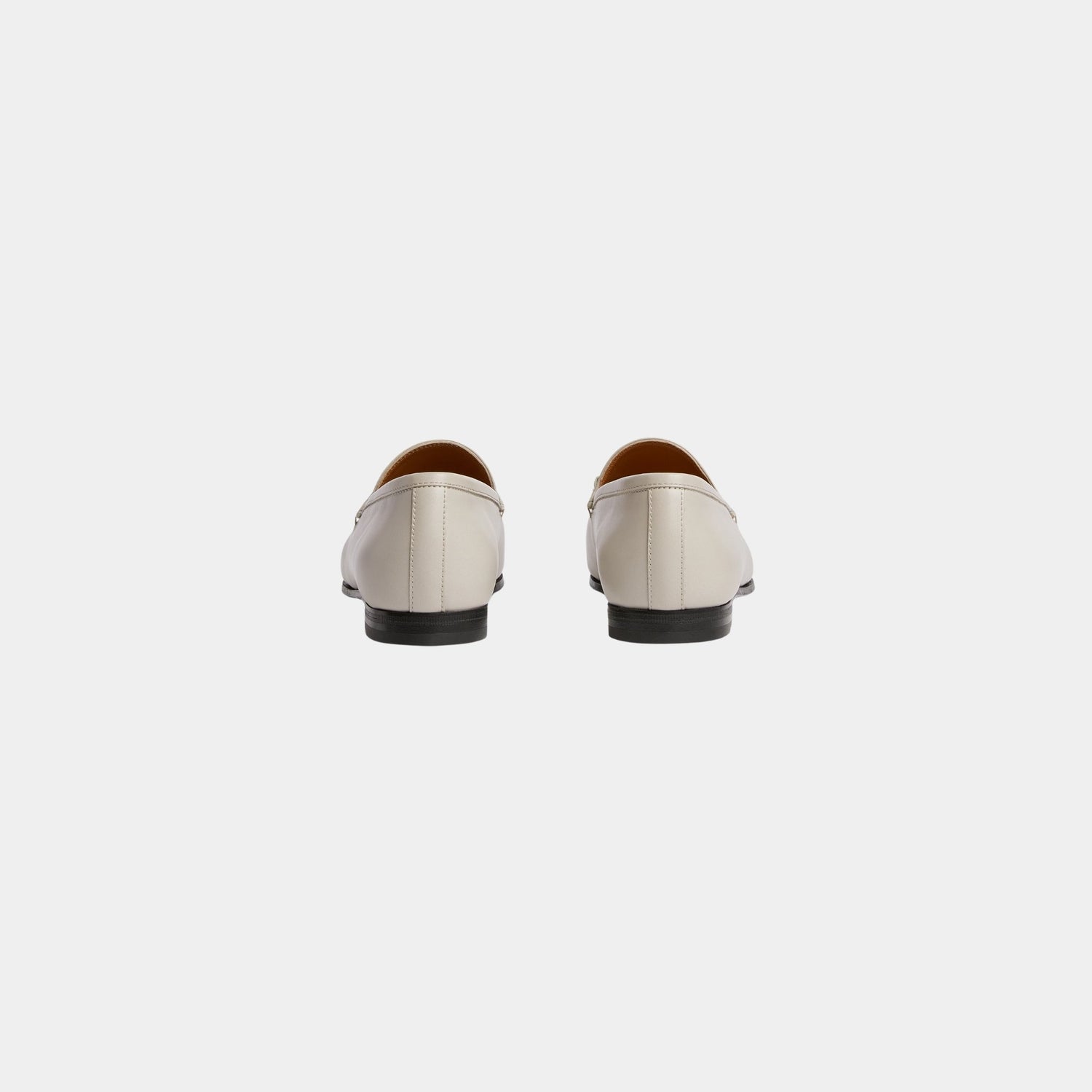Gucci Jordaan Leather Loafer With Light Gold-Toned Hardware, Light Grey, Back
