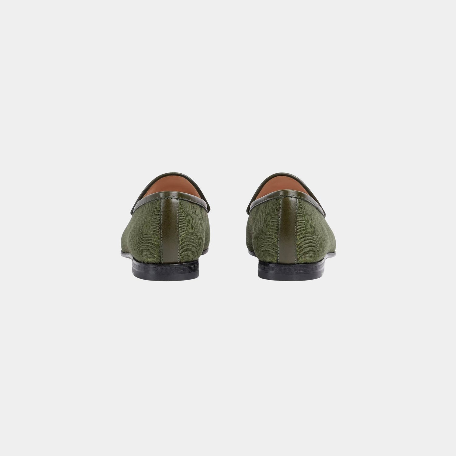 Gucci Jordaan Loafer In GG Canvas, Dark Green, Back