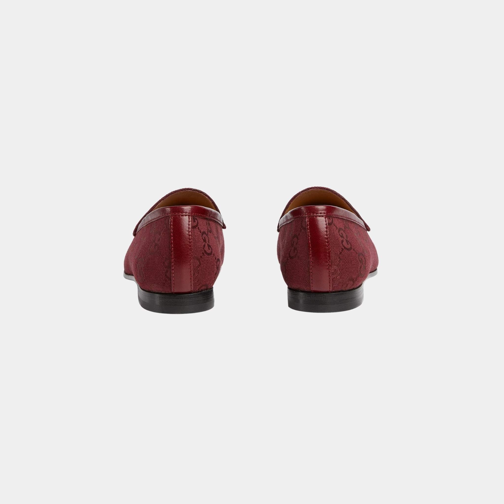 Gucci Jordaan Loafer In GG Canvas, Rosso Ancora Red, Back