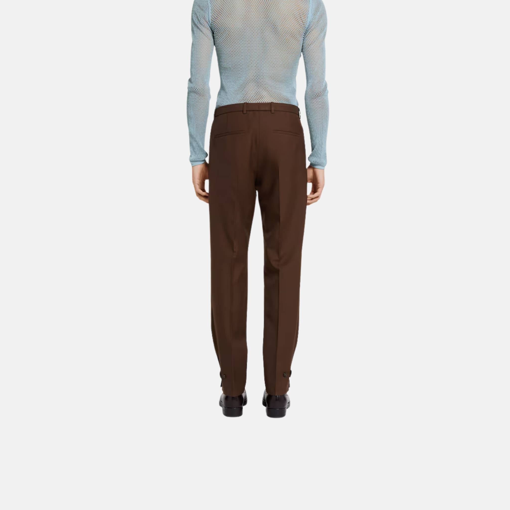 Gucci Light Wool Gabardine Pant, Brown, Back