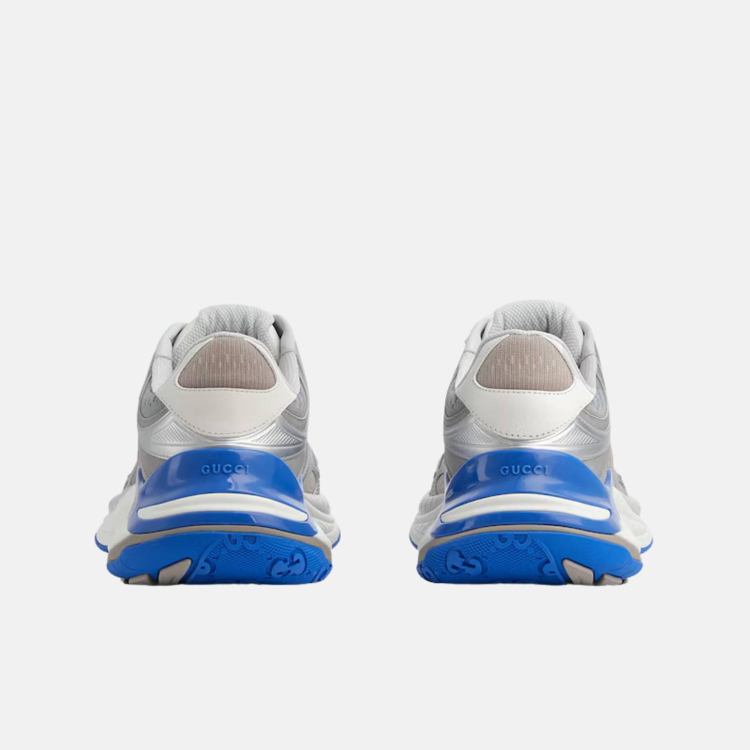 Gucci Mens 2.0 Trainer In Mesh And Leather, Blue, Back