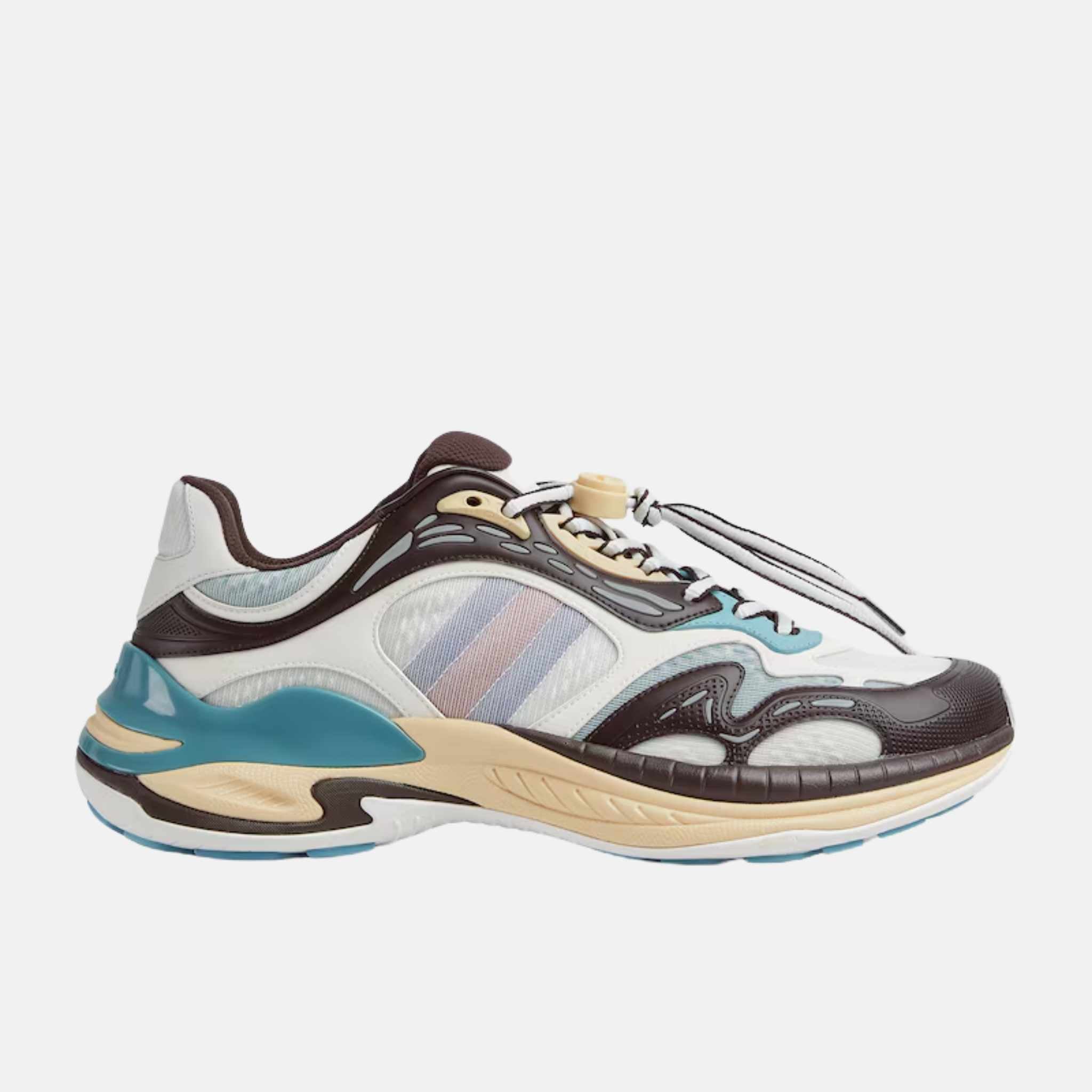 Gucci Mens 2.0 Trainer In Mesh And Leather, Grey, Side