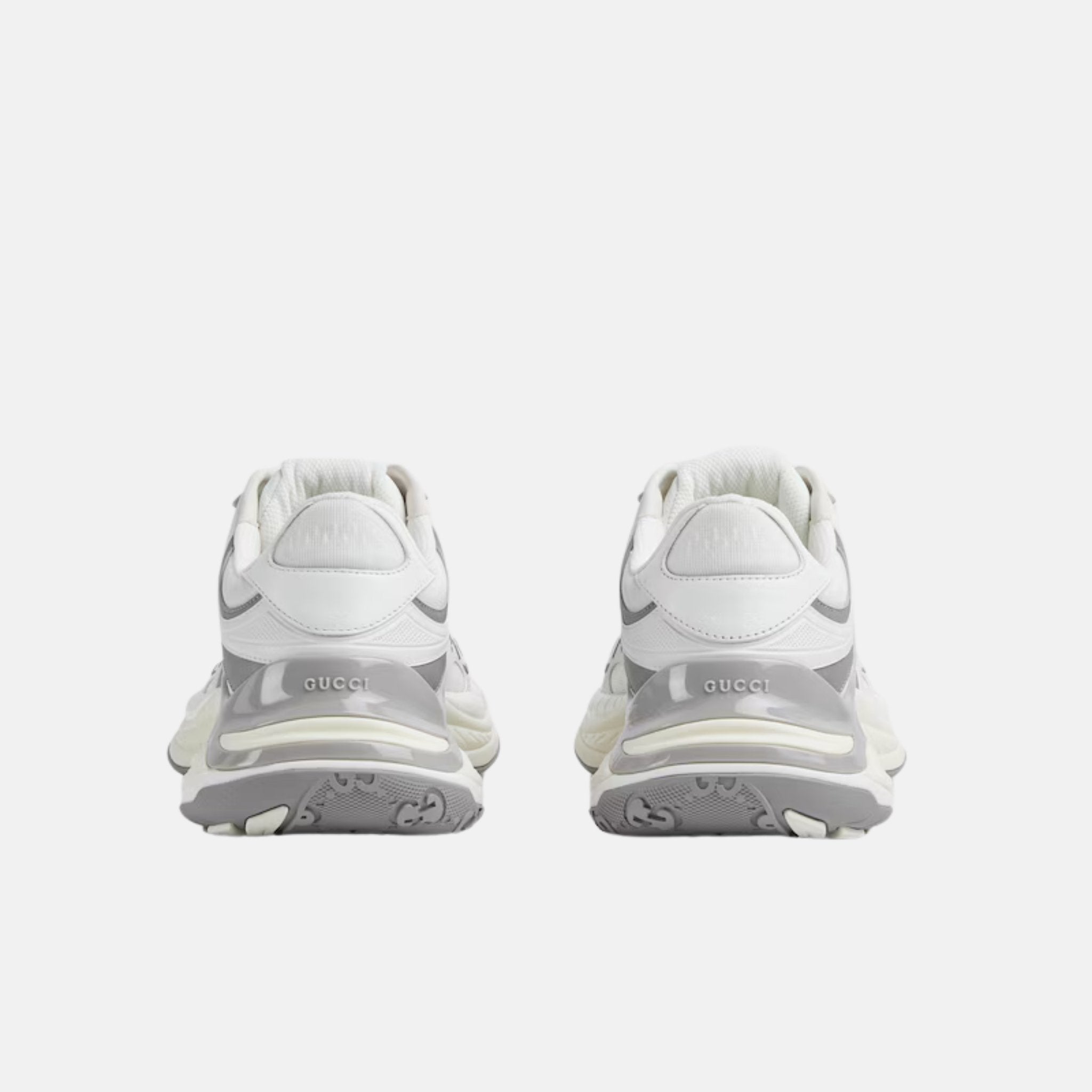 Gucci Mens 2.0 Trainer In Mesh And Leather, White, Back