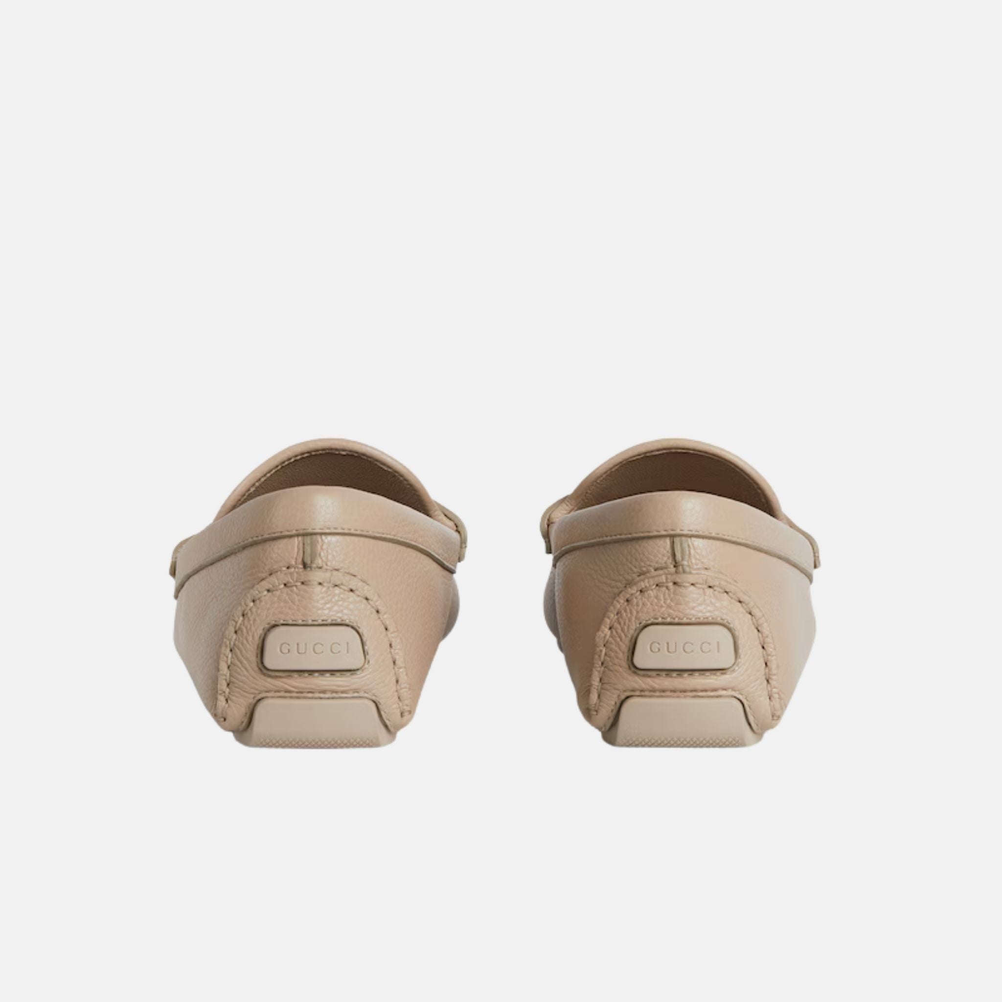 Gucci Mens Driver Loafer In Leather, OAtmeal, Back