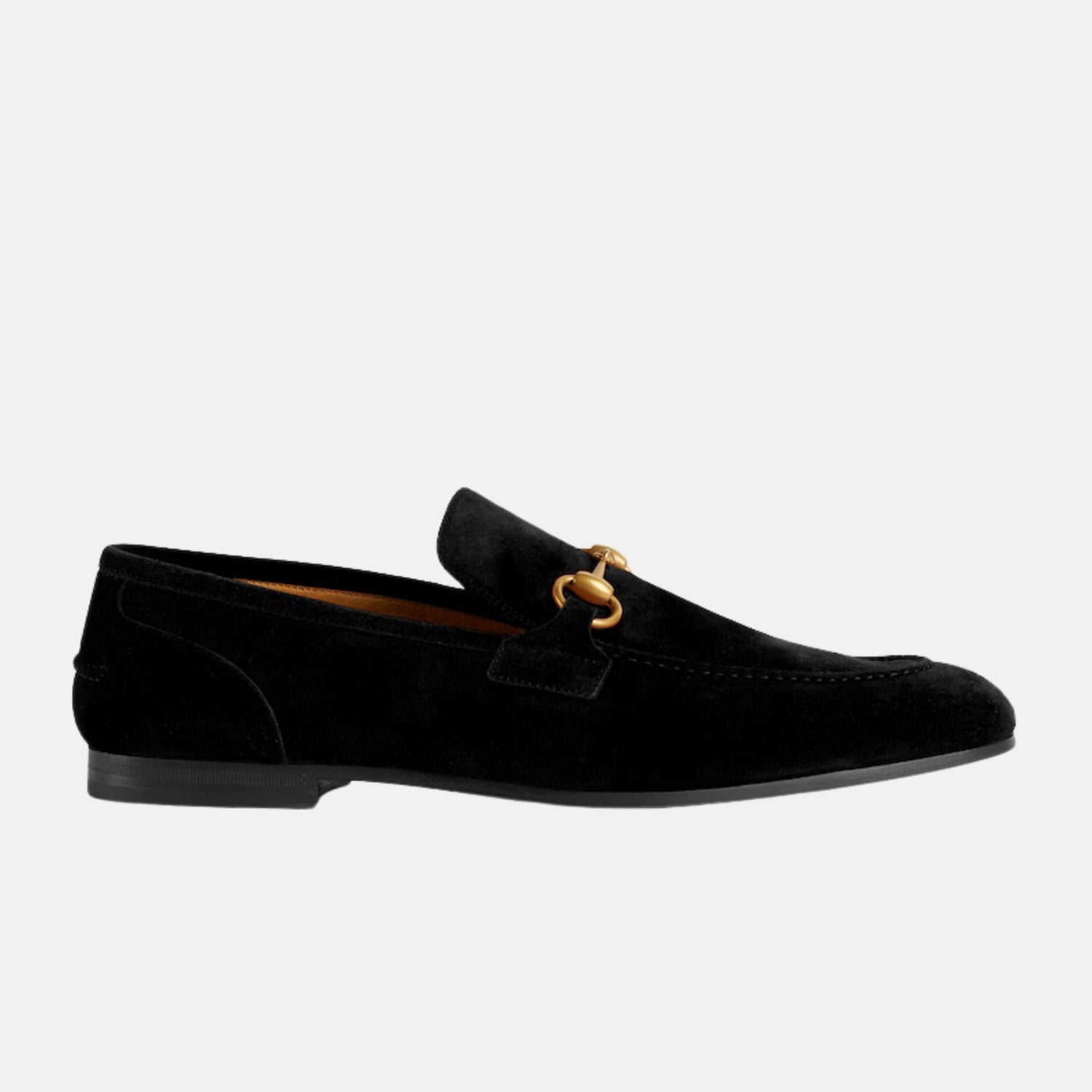 Gucci Mens Jordaan Loafer In Suede With Blake Construction, Black, Side