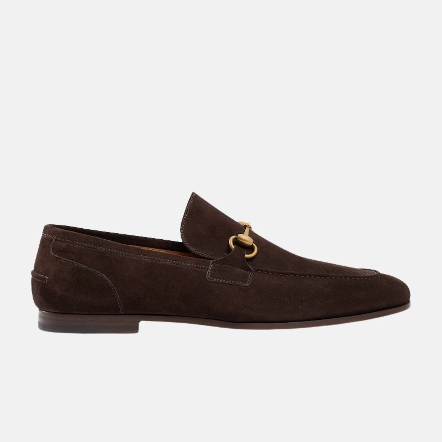 Gucci Mens Jordaan Loafer In Suede With Blake Construction, Brown, Side