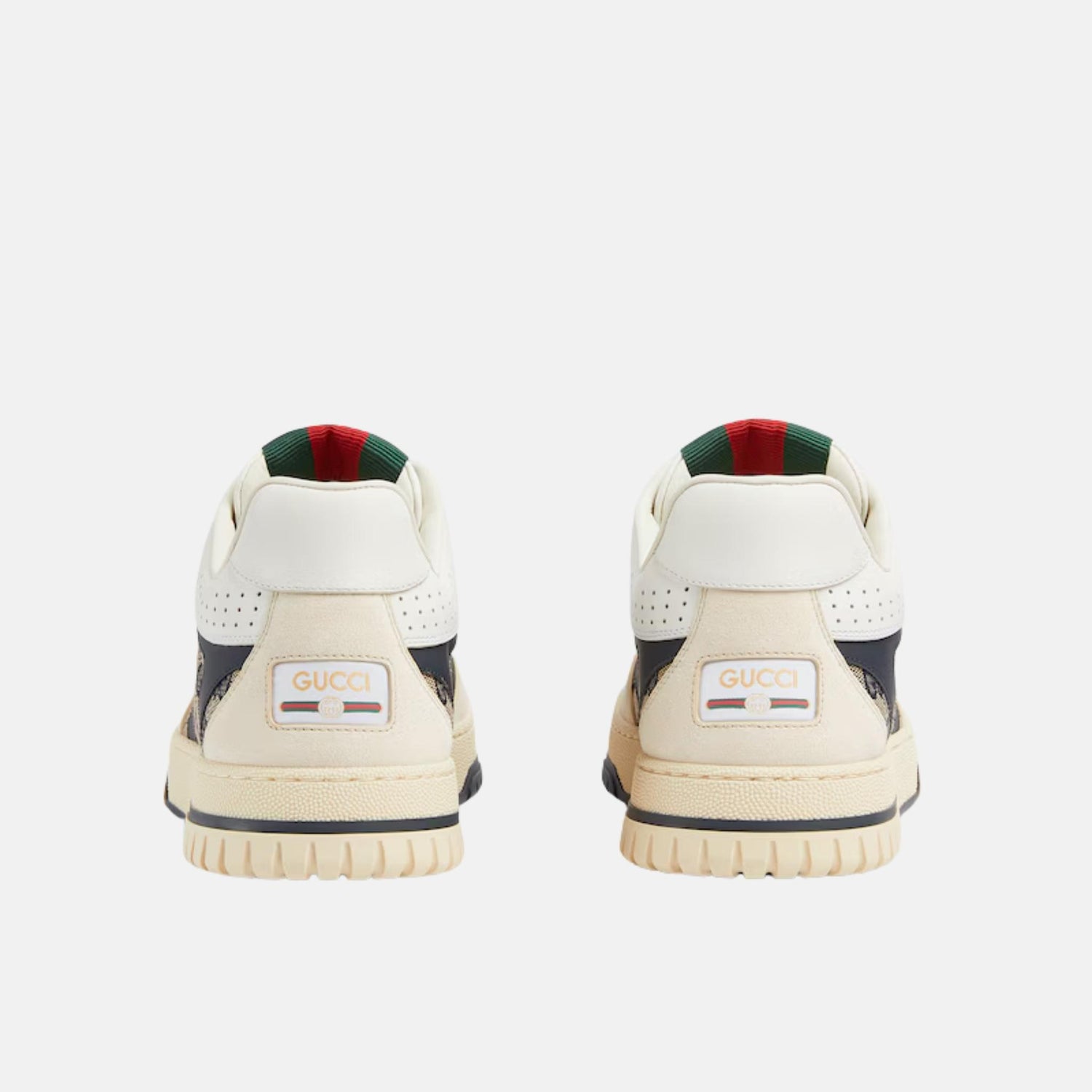 Gucci Mens Re Web Trainer In GG Canvas, Blue, Back